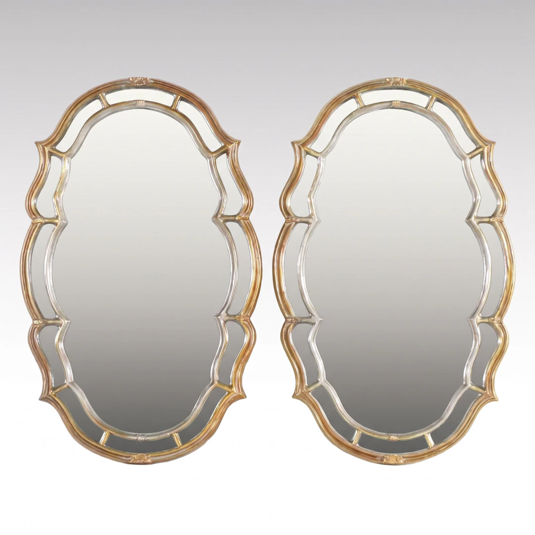 Pair of Hollywood Regency Style Gilt Finished Wall Mirrors