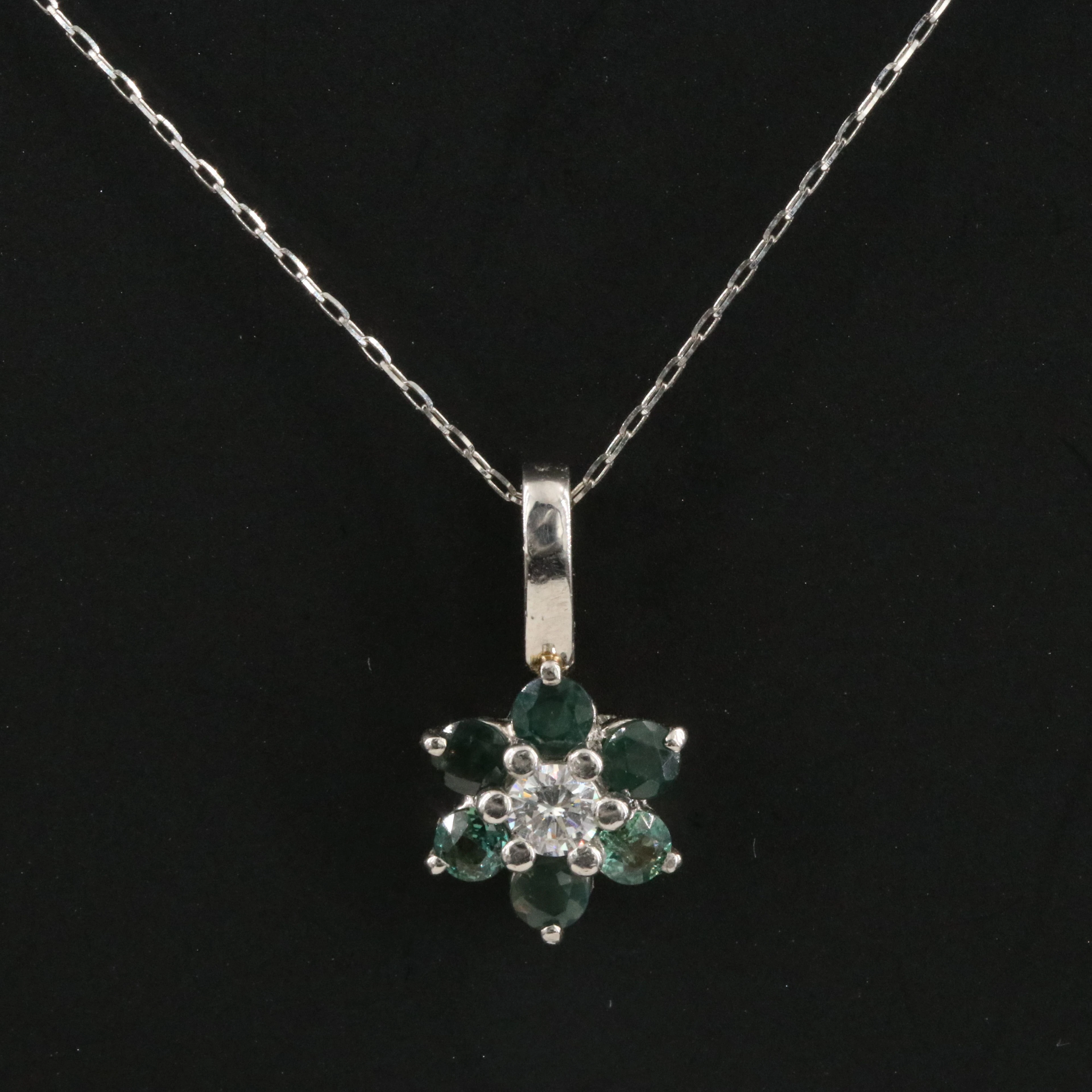 Platinum Alexandrite and Diamond Pendant On Adjustable Chain Necklace