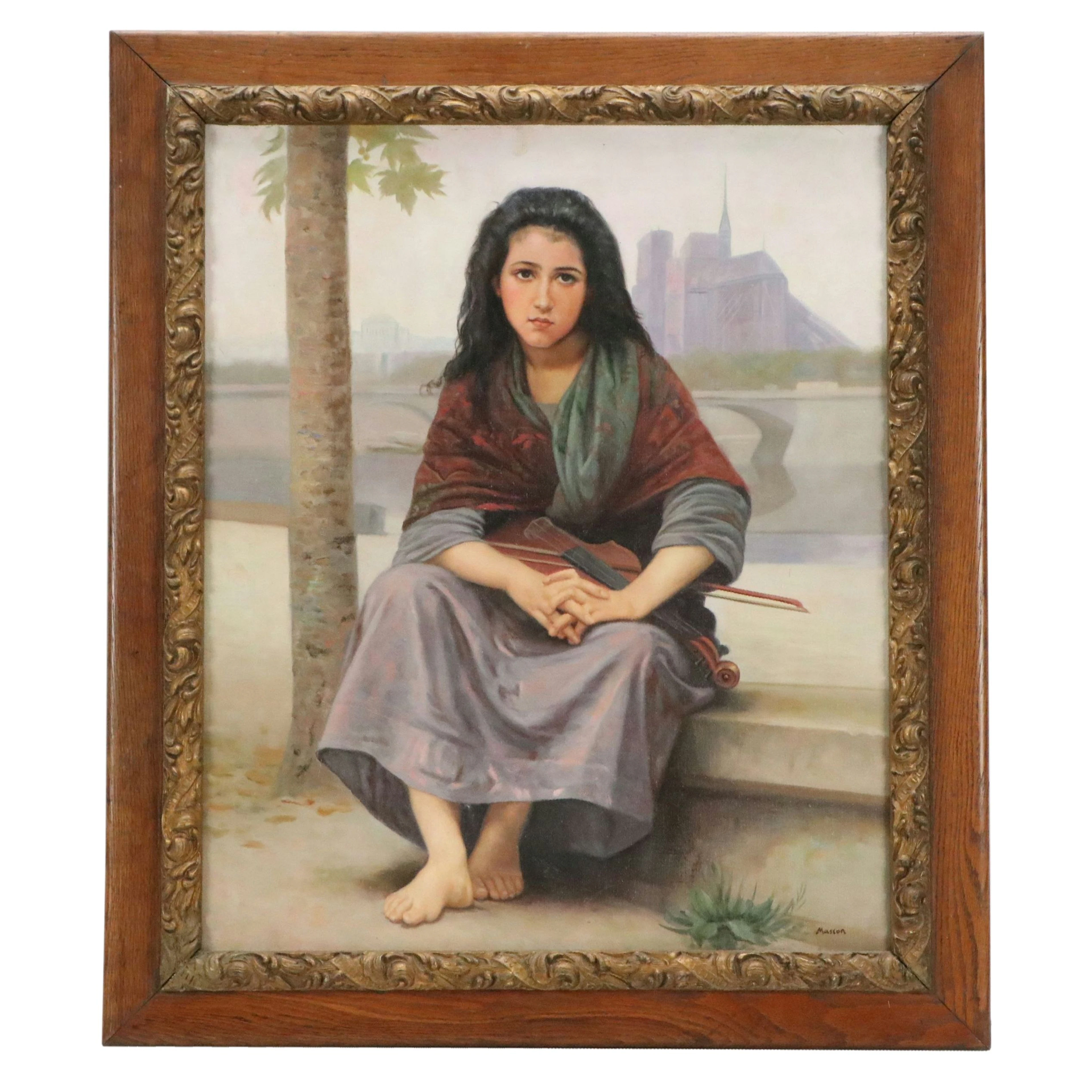 Oil Painting After William-Adolphe Bouguereau "The Bohemian," 20th Century