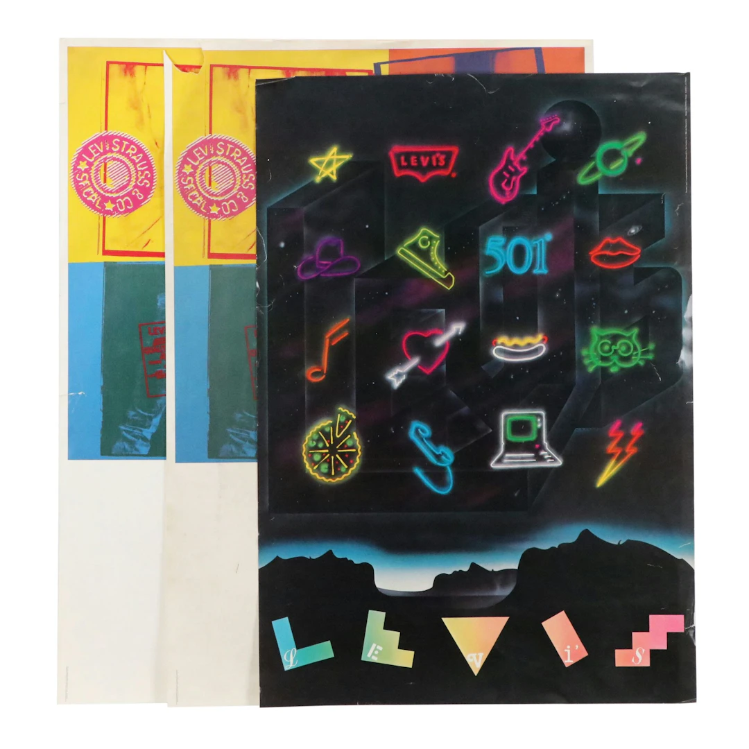 Vintage 1984 Andy Warhol for Levi's Advertisement Posters, More