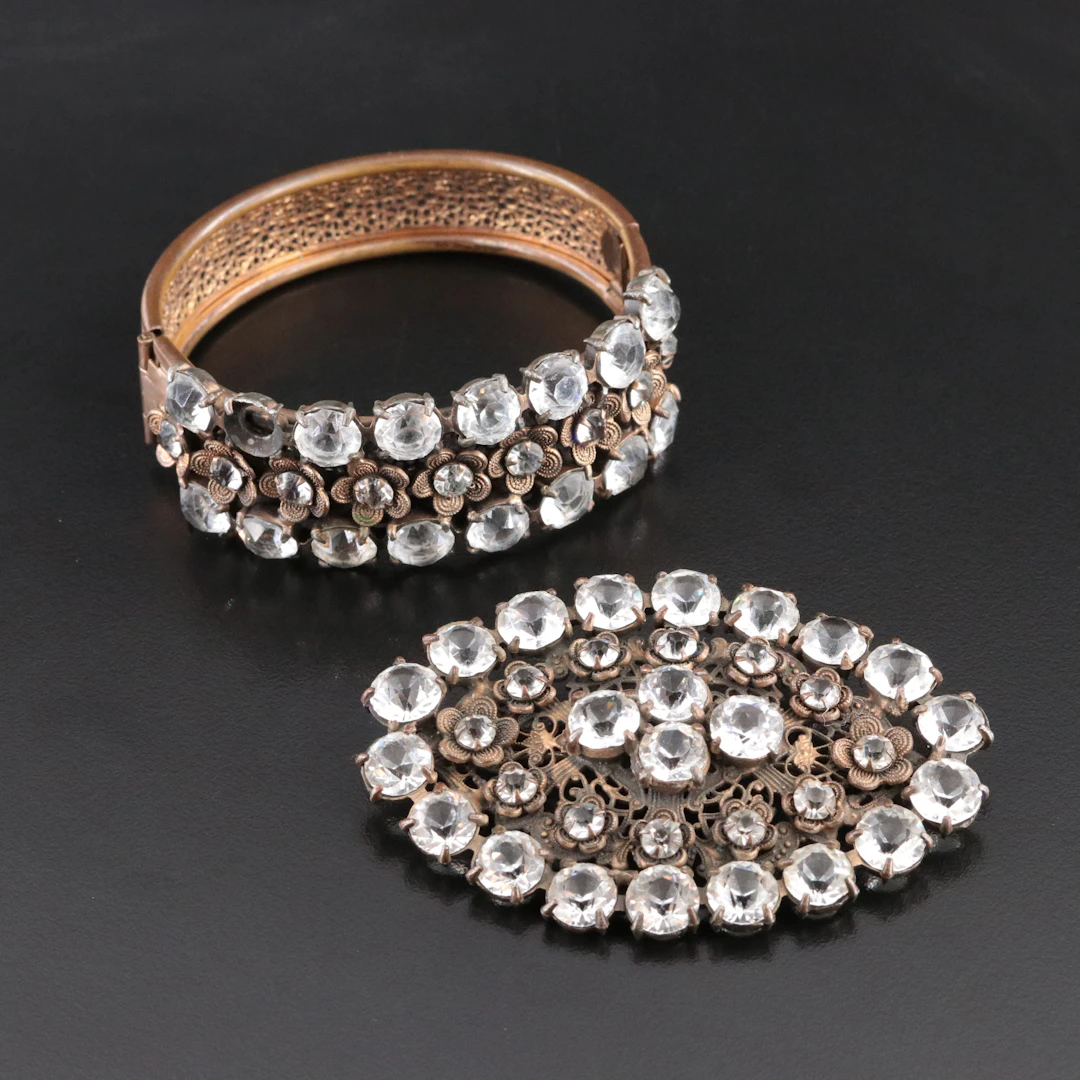 Antique Paste Bracelet and Brooch