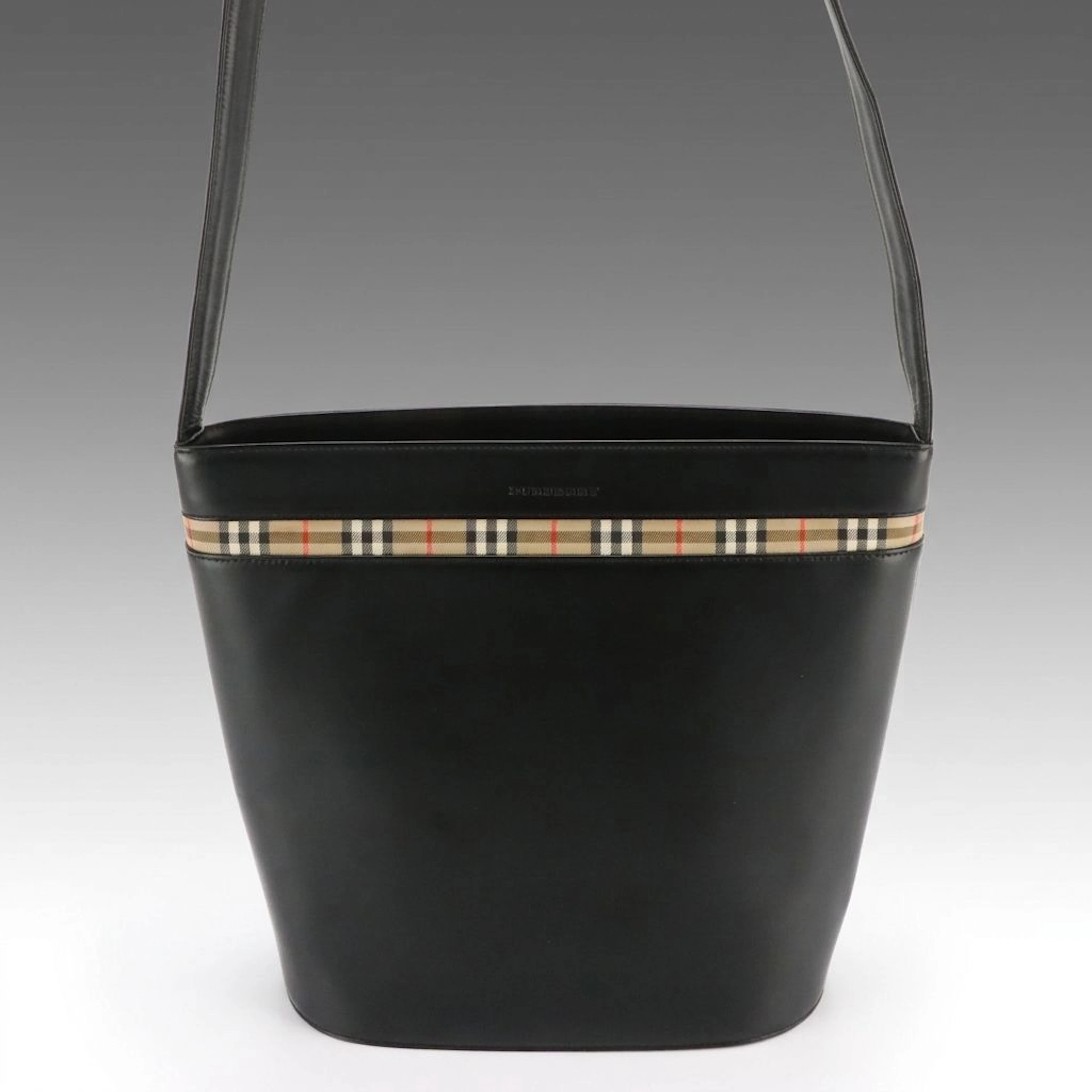 Burberry Black Leather and Haymarket Check Shoulder Bag