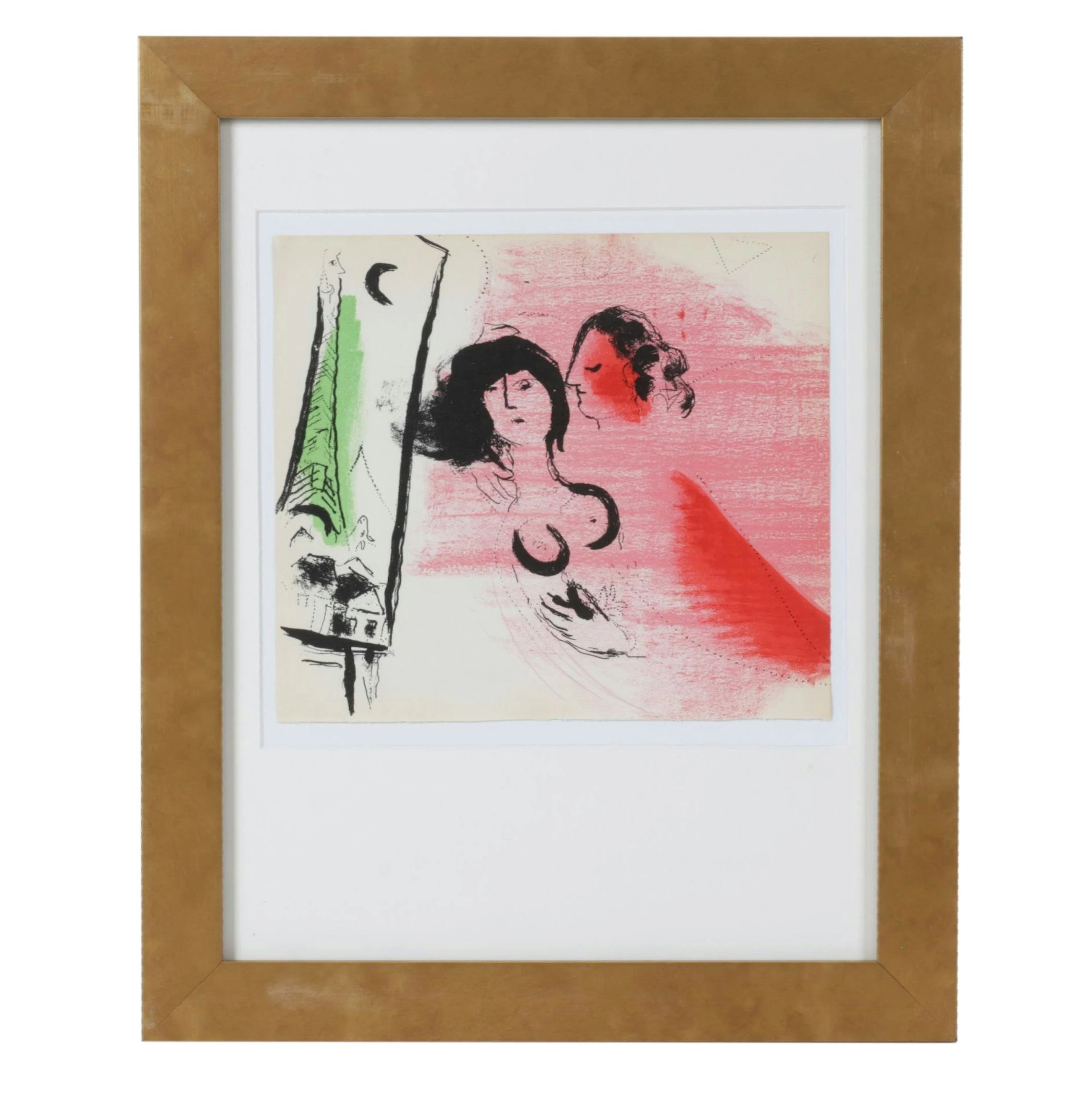 Marc Chagall Color Lithograph "La Tour Eiffel verte," 1957