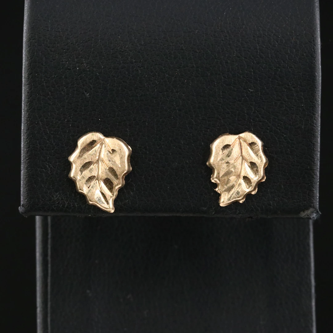 14K Leaf Earrings