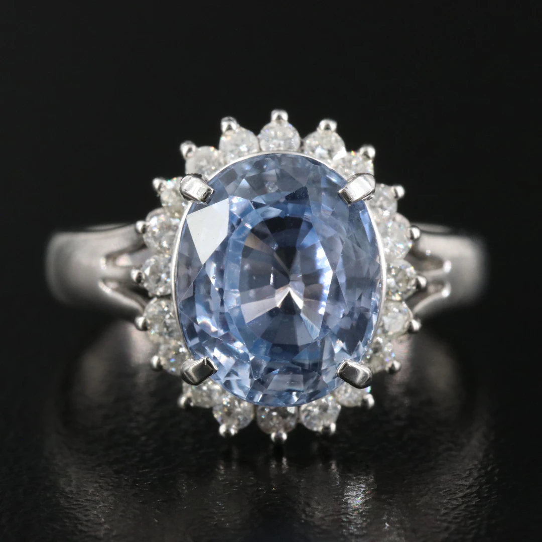Platinum 3.96 CT Sapphire and Diamond Ring