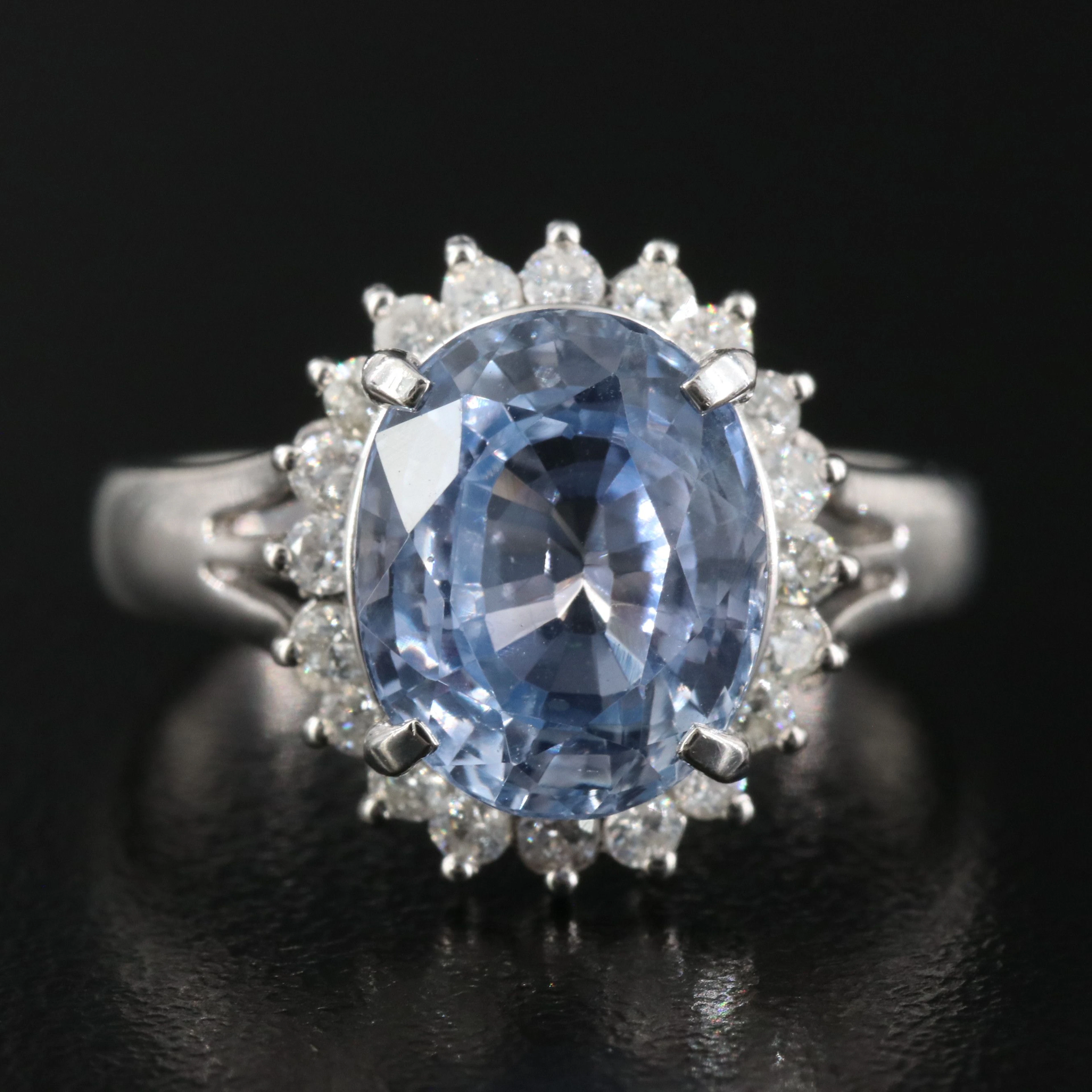 Platinum 3.96 CT Sapphire and Diamond Ring