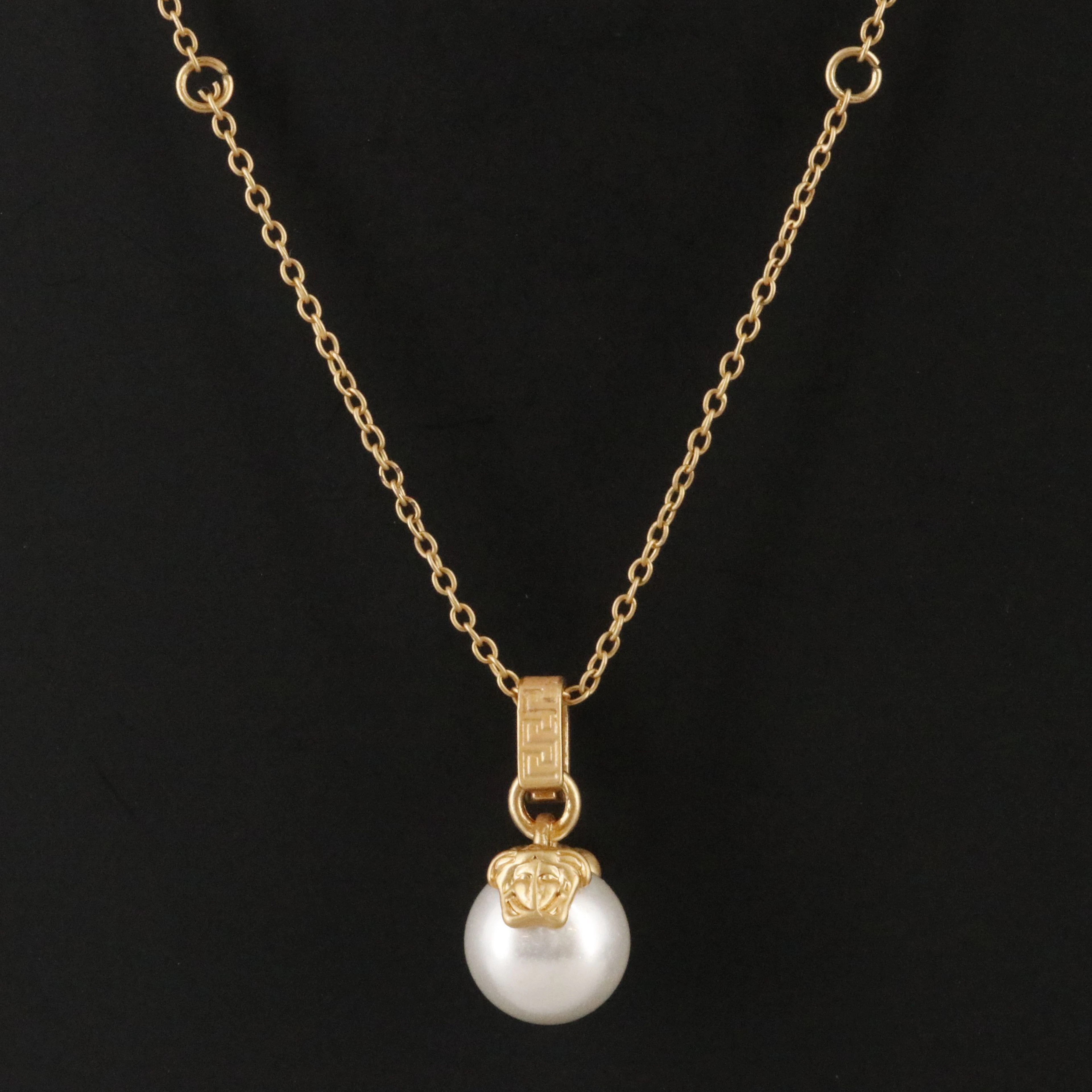 Versace Medusa Faux Pearl Necklace