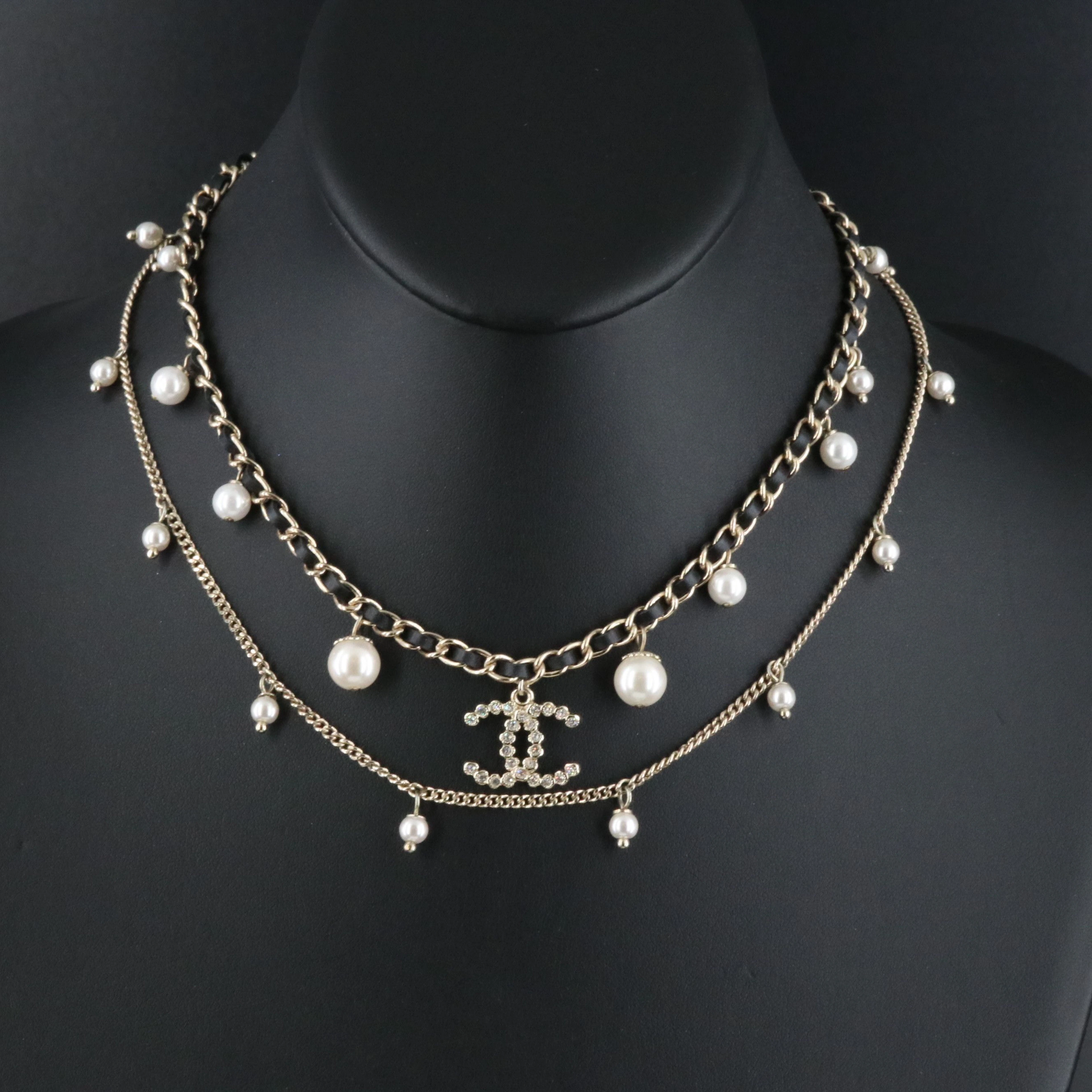 Chanel CC Faux Pearl, Crystal and Multi-Chain Necklace 2018