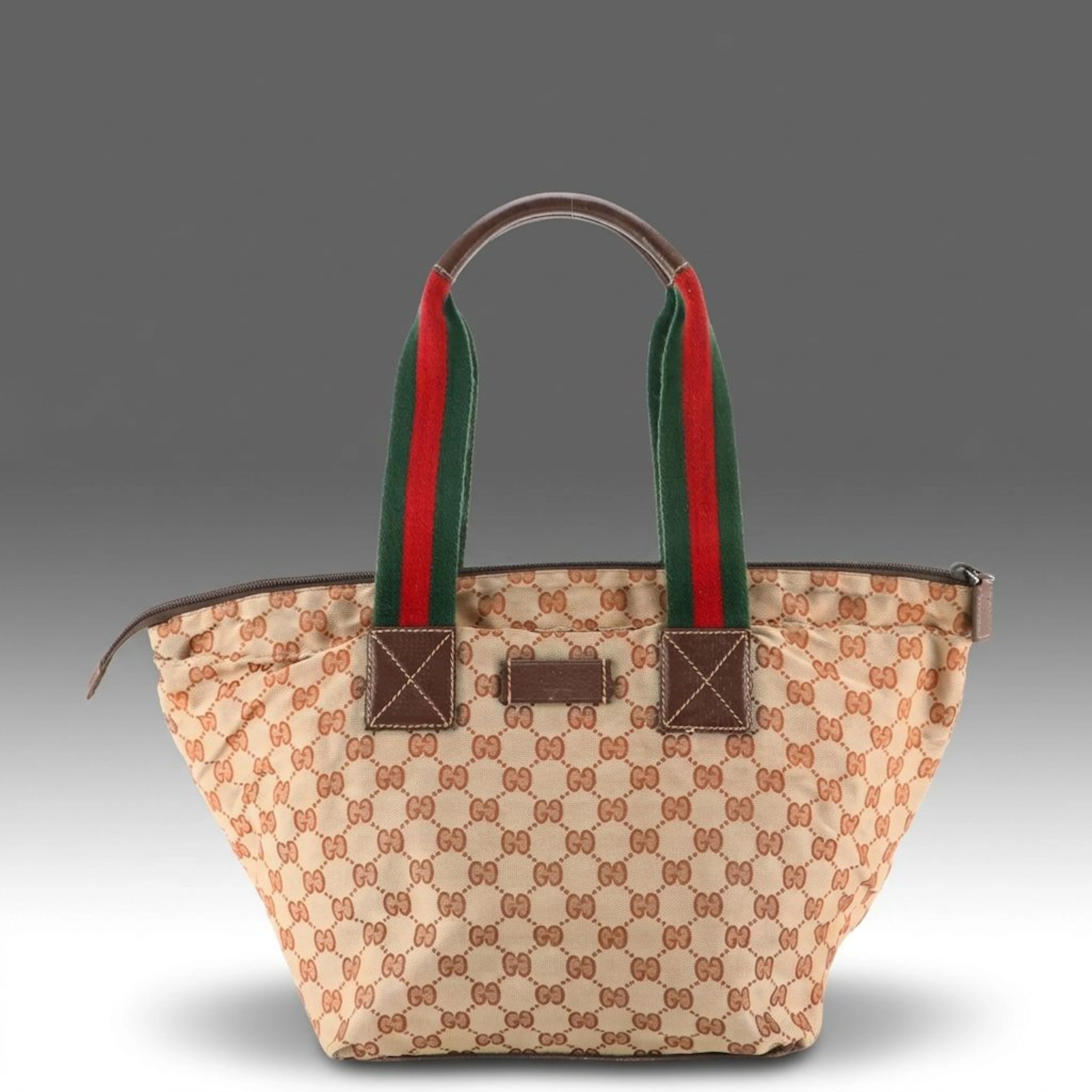 Gucci GG Jacquard Canvas, Web Stripe, and Cinghiale Leather Tote Bag