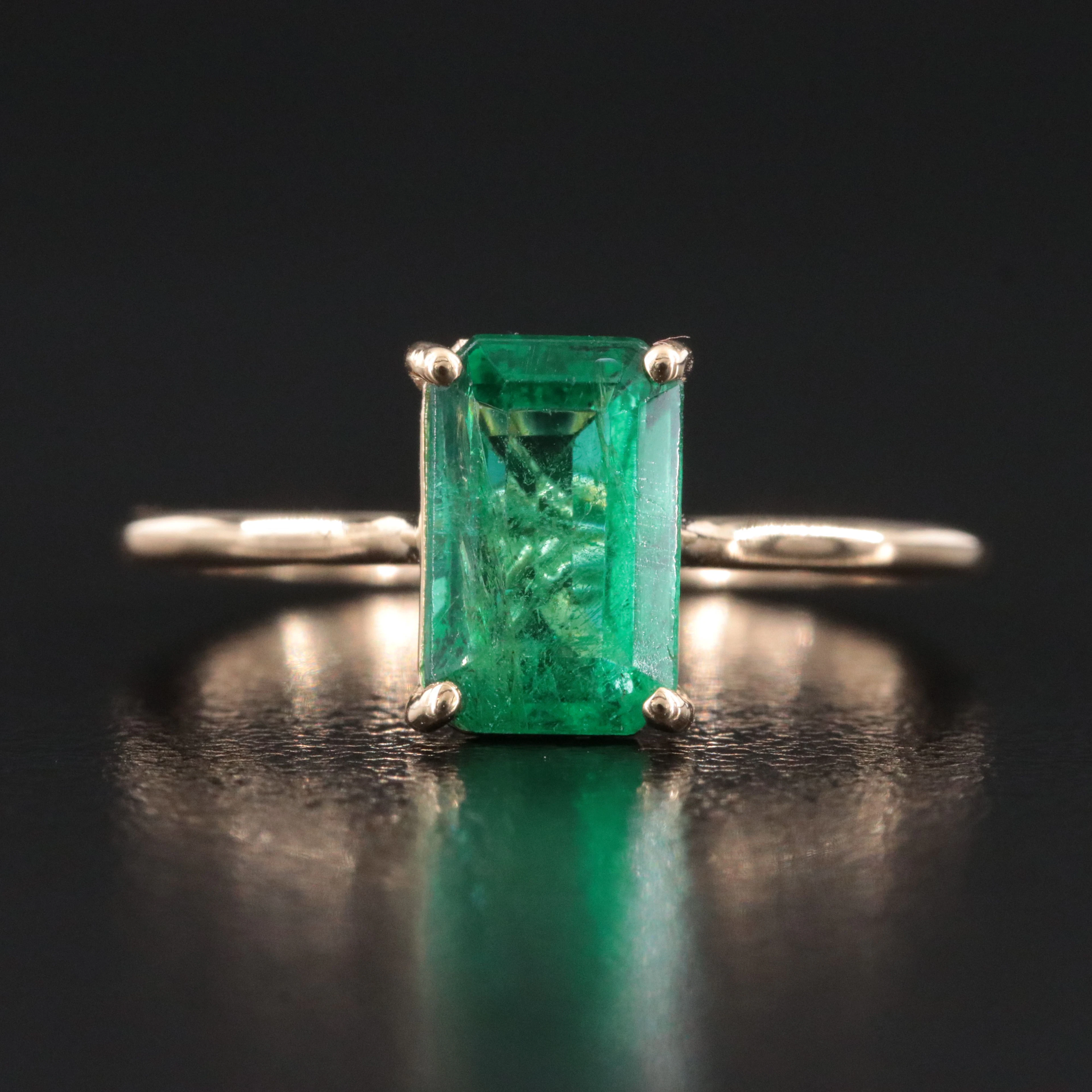 14K 1.62 CT Zambian Emerald Solitaire Ring with GIA Report