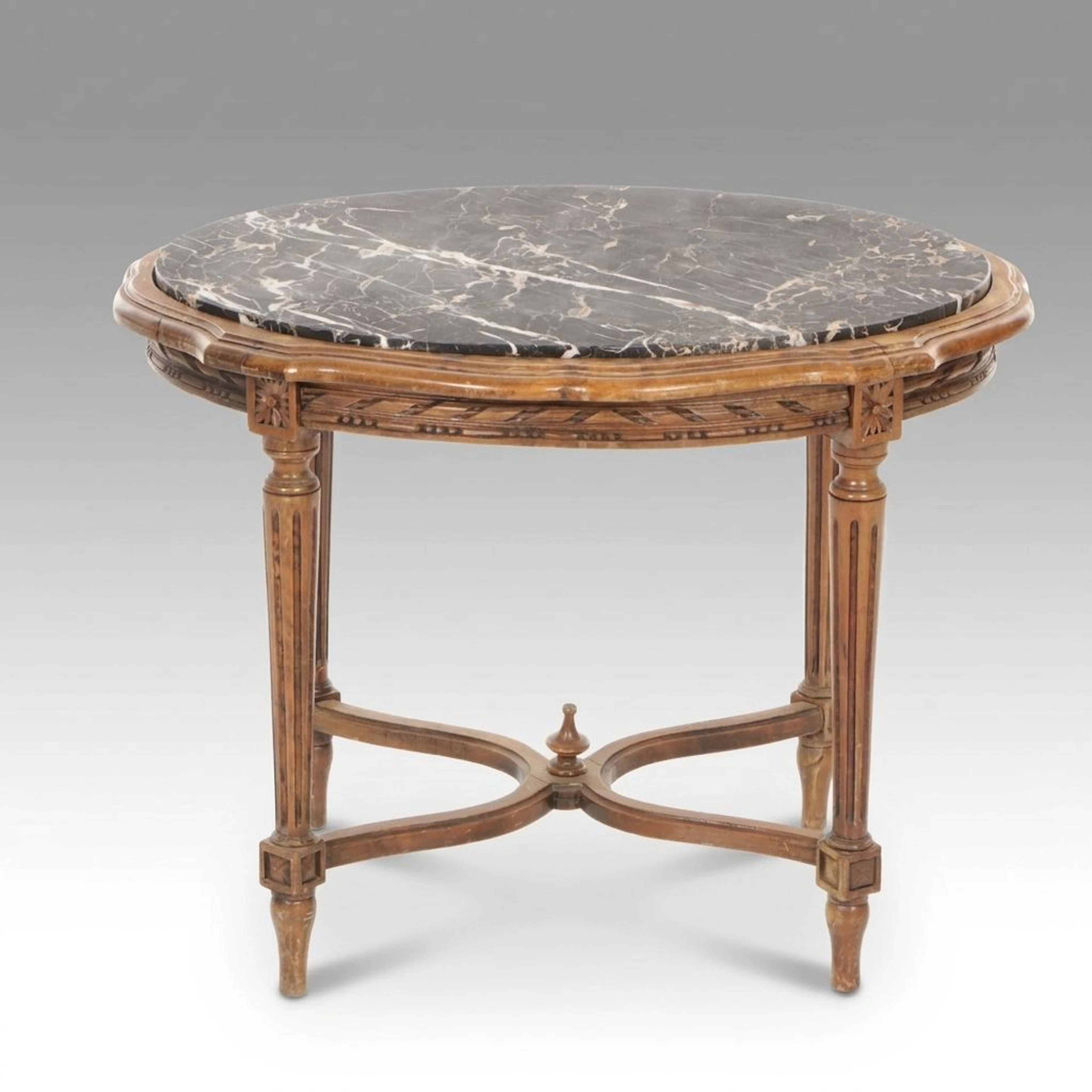 Louis XVI Style Marble Top Cocktail Table, Early to Mid-20th Century