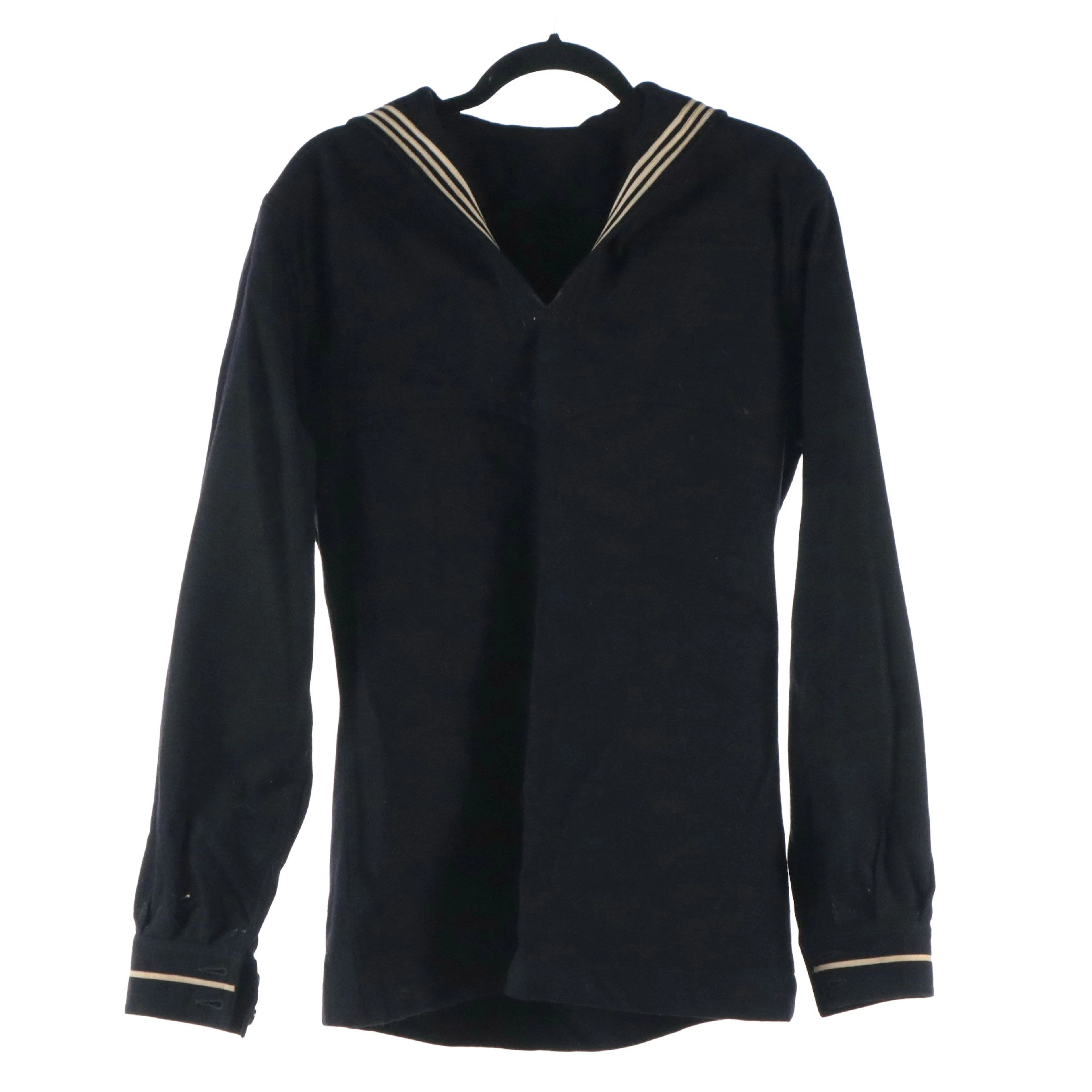 Pre-WWII Era US Navy Service Blue Drawstring Wool Jumper