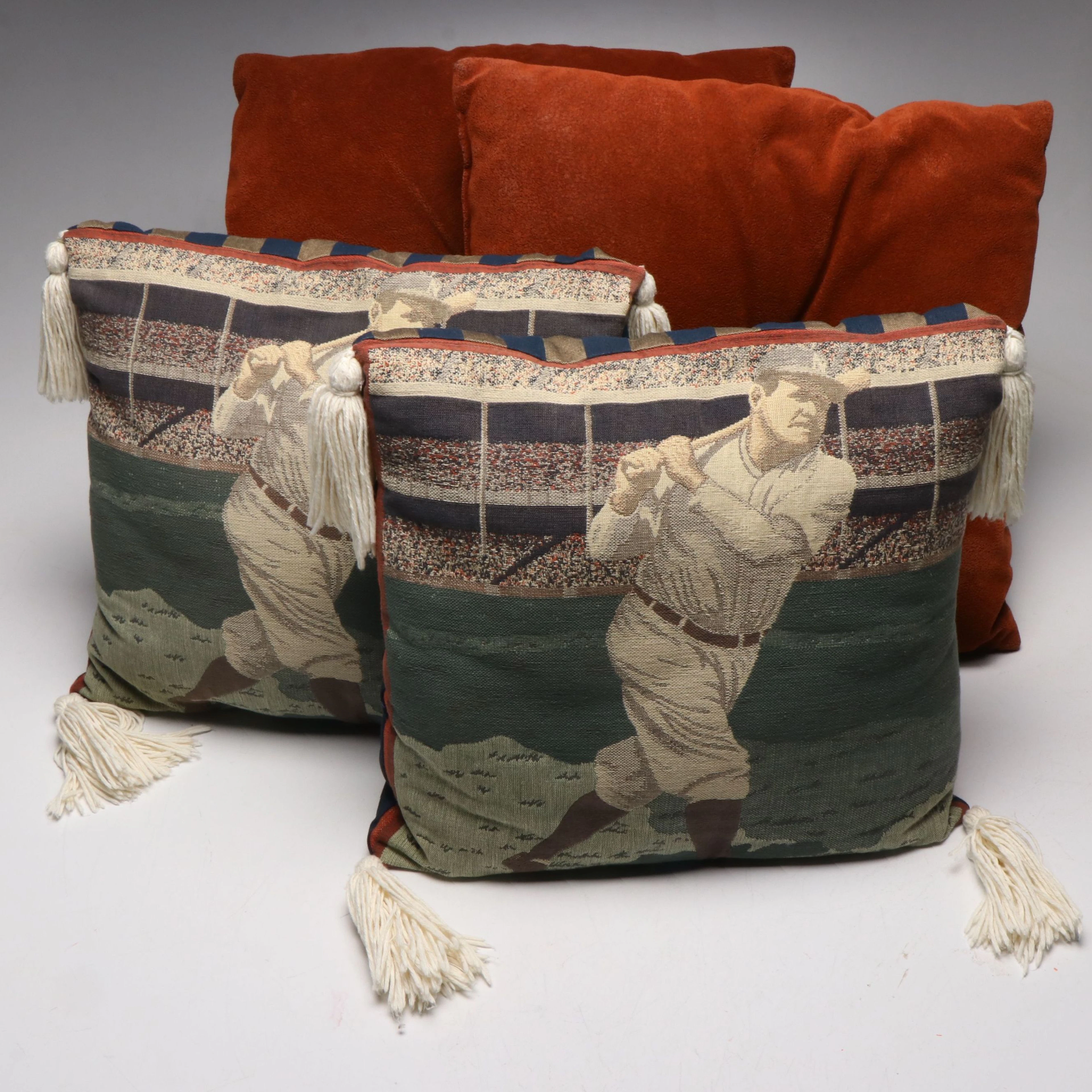 Babe Ruth Tapestry Pillows with Suede Velvet Throw Pillows