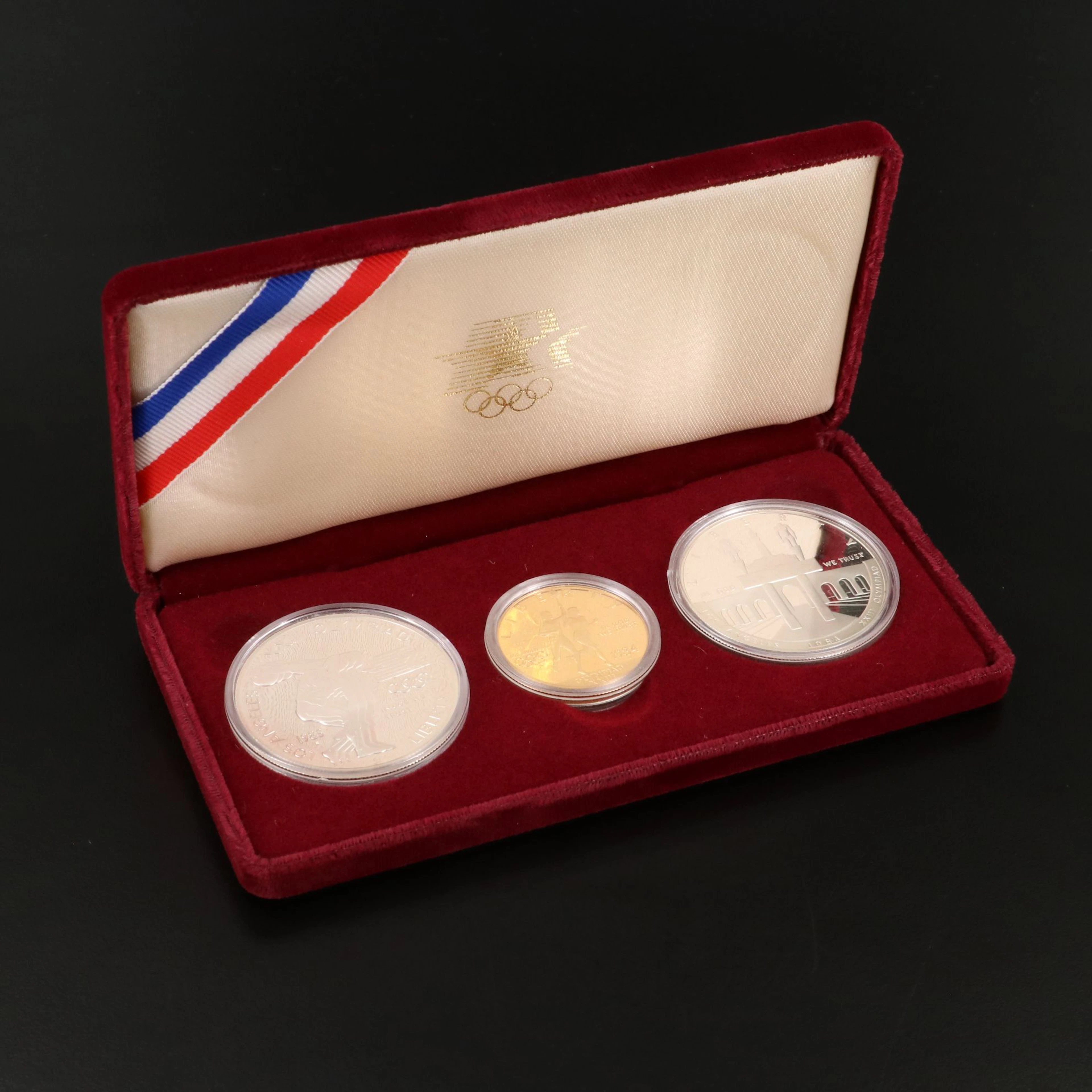 1984 Los Angeles Olympics Silver and Gold 3-Coin Proof Set