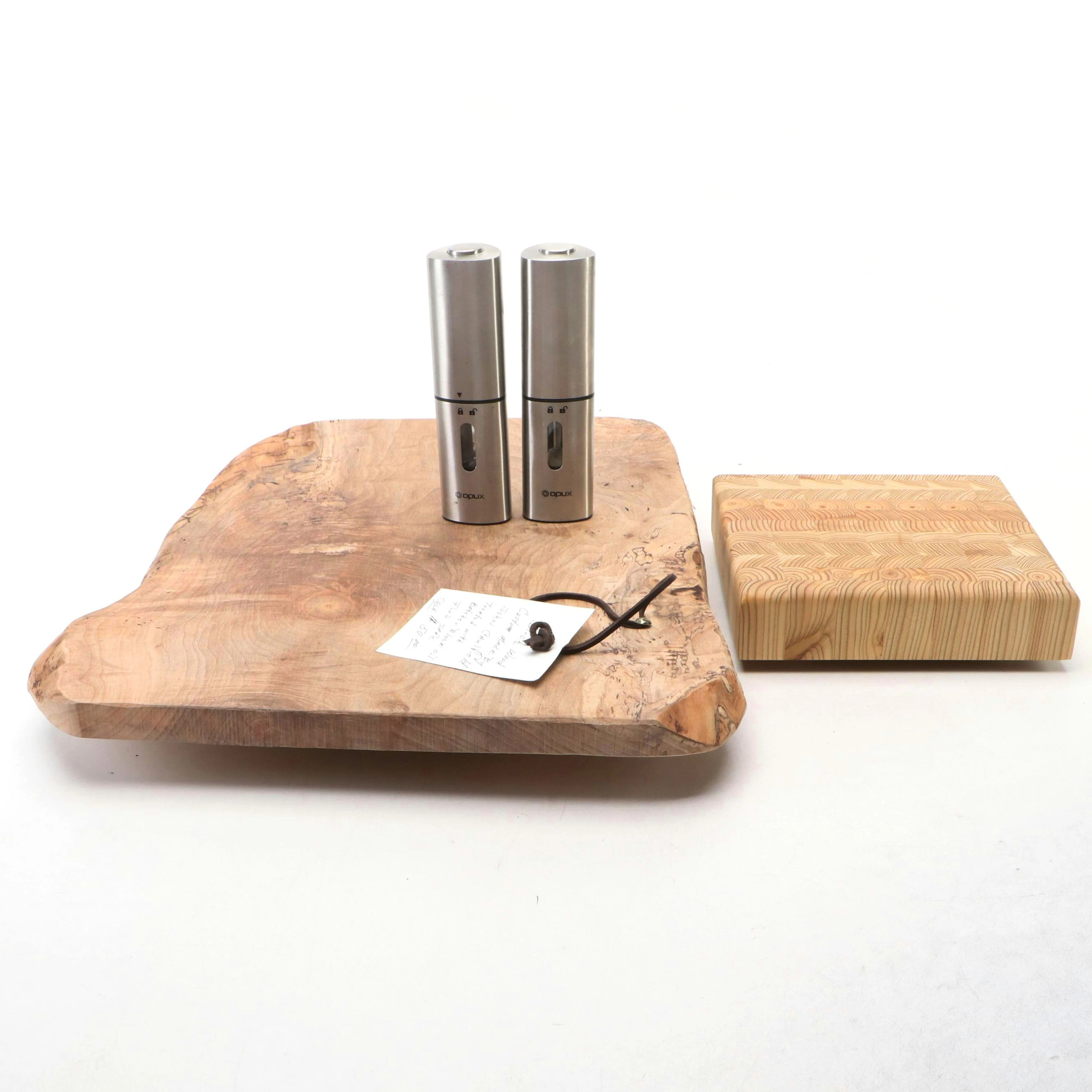 Canadian Larch Wood Cutting Boards with Opux Electric Wine Opener