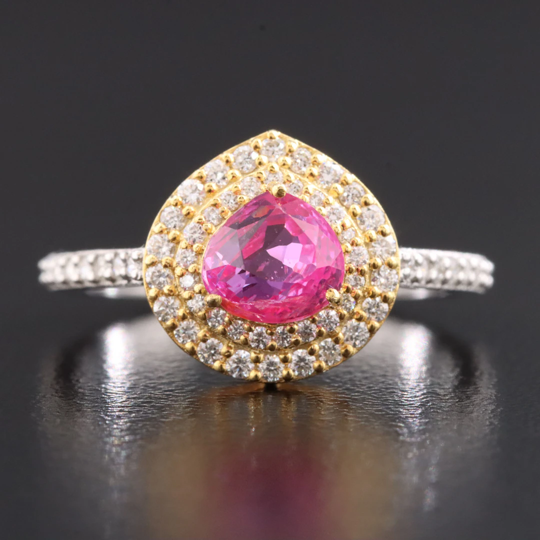 18K 1.24 CT Unheated Burmese Sapphire and Diamond Ring with GIA Report