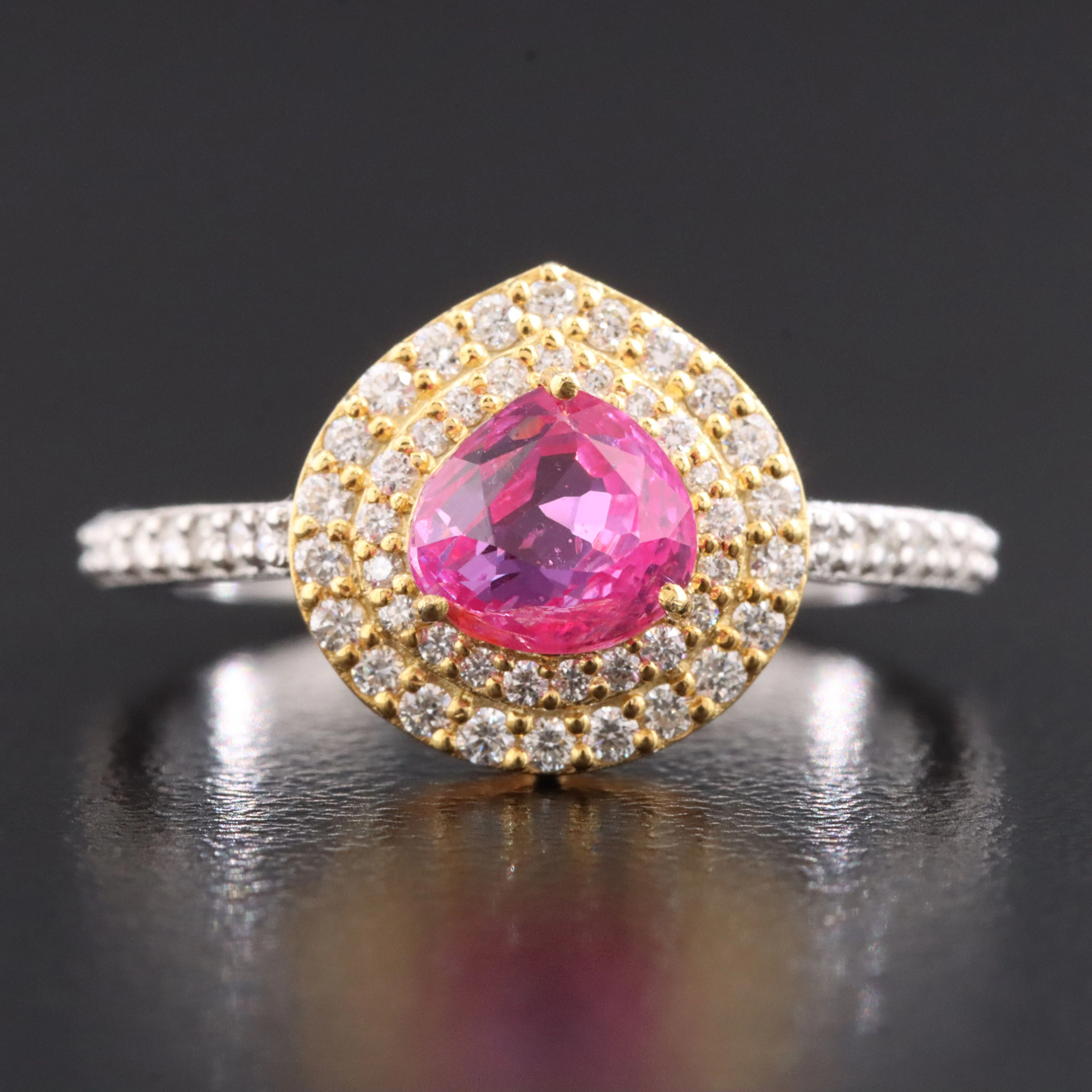 18K 1.24 CT Unheated Burmese Sapphire and Diamond Ring with GIA Report