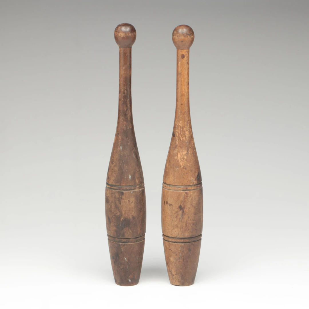 Wood Juggling Pins, Antique
