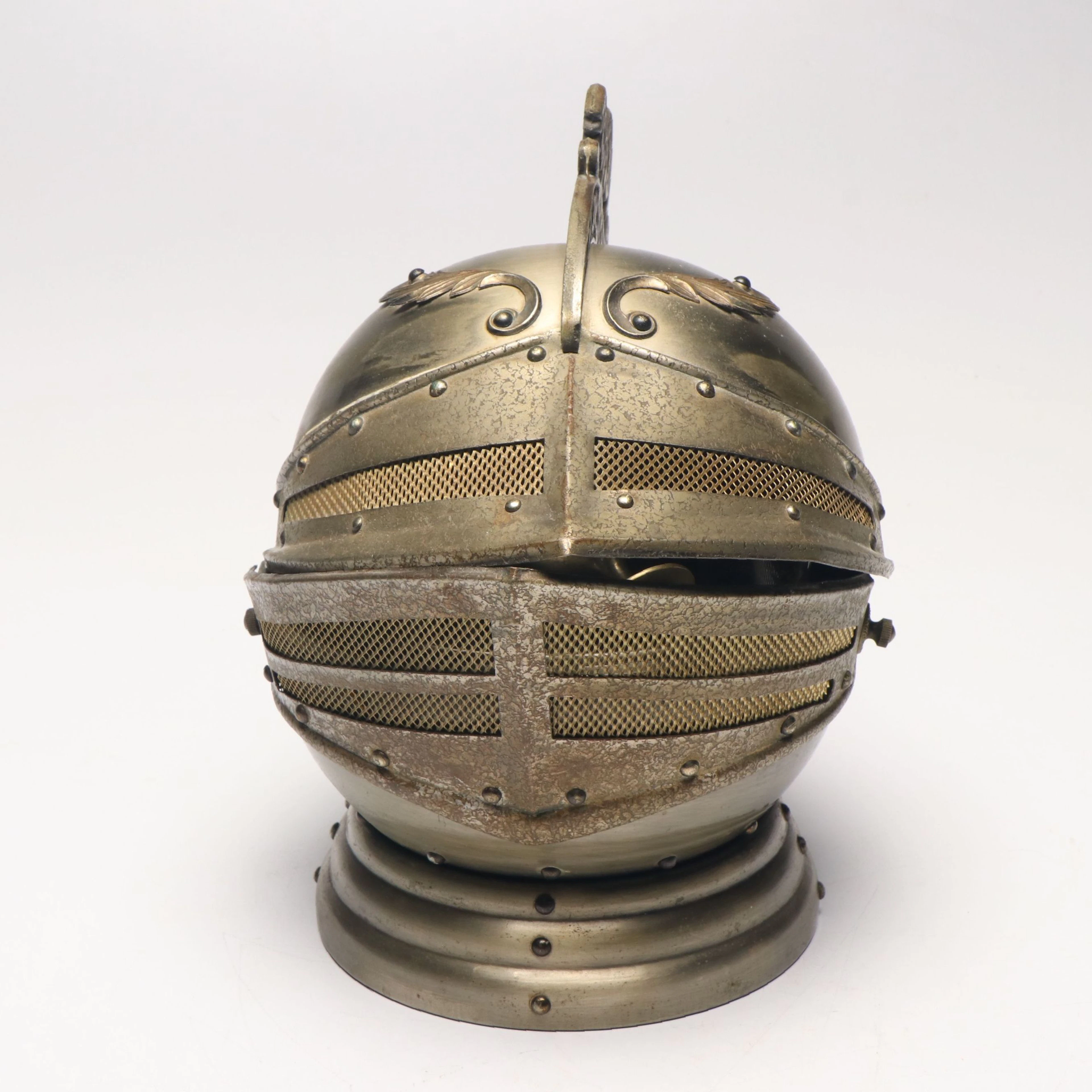Medieval Knight's Helmet Hidden Bar Caddy Set, Mid to Late 20th Century