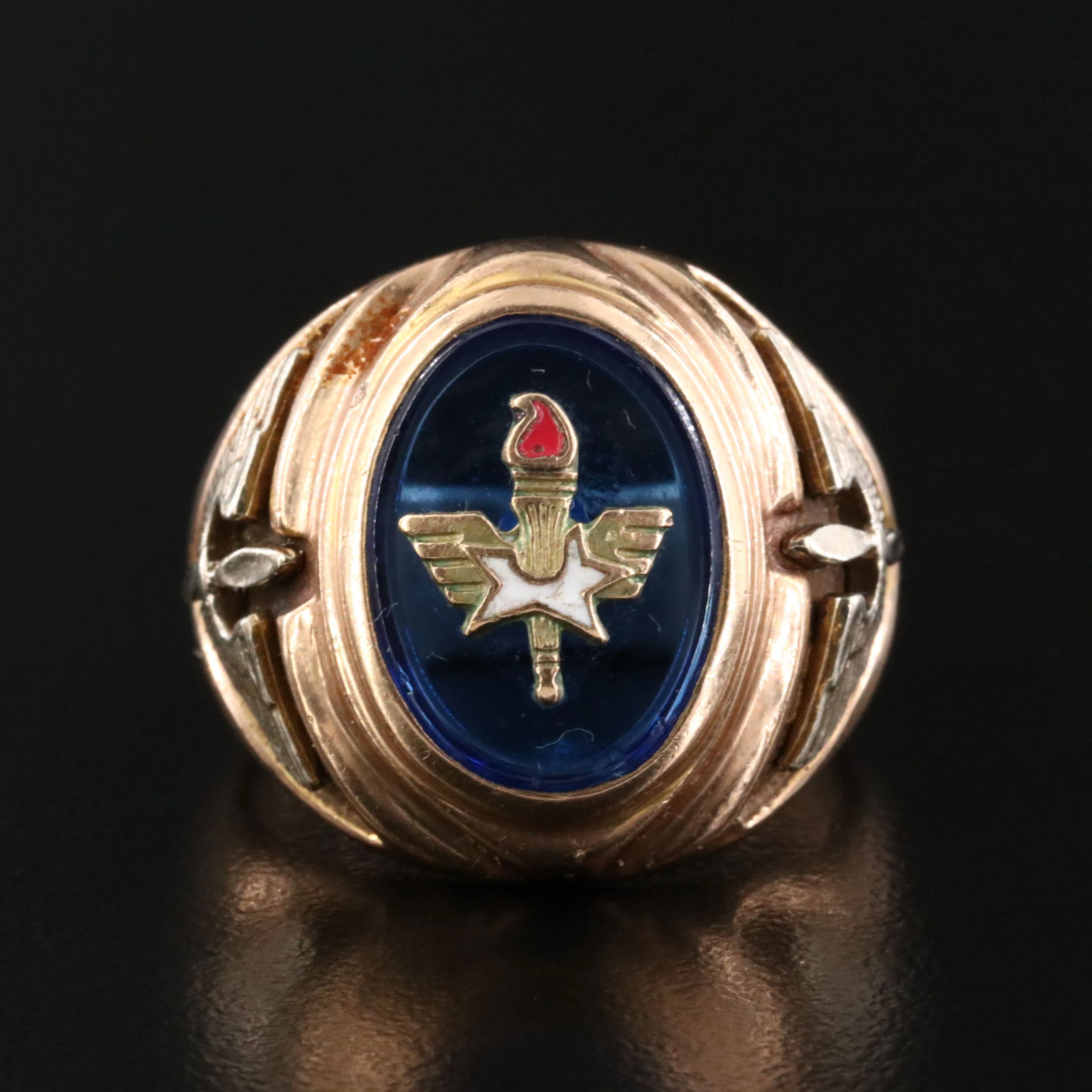 10K Spinel and Enamel US Air Force Ring