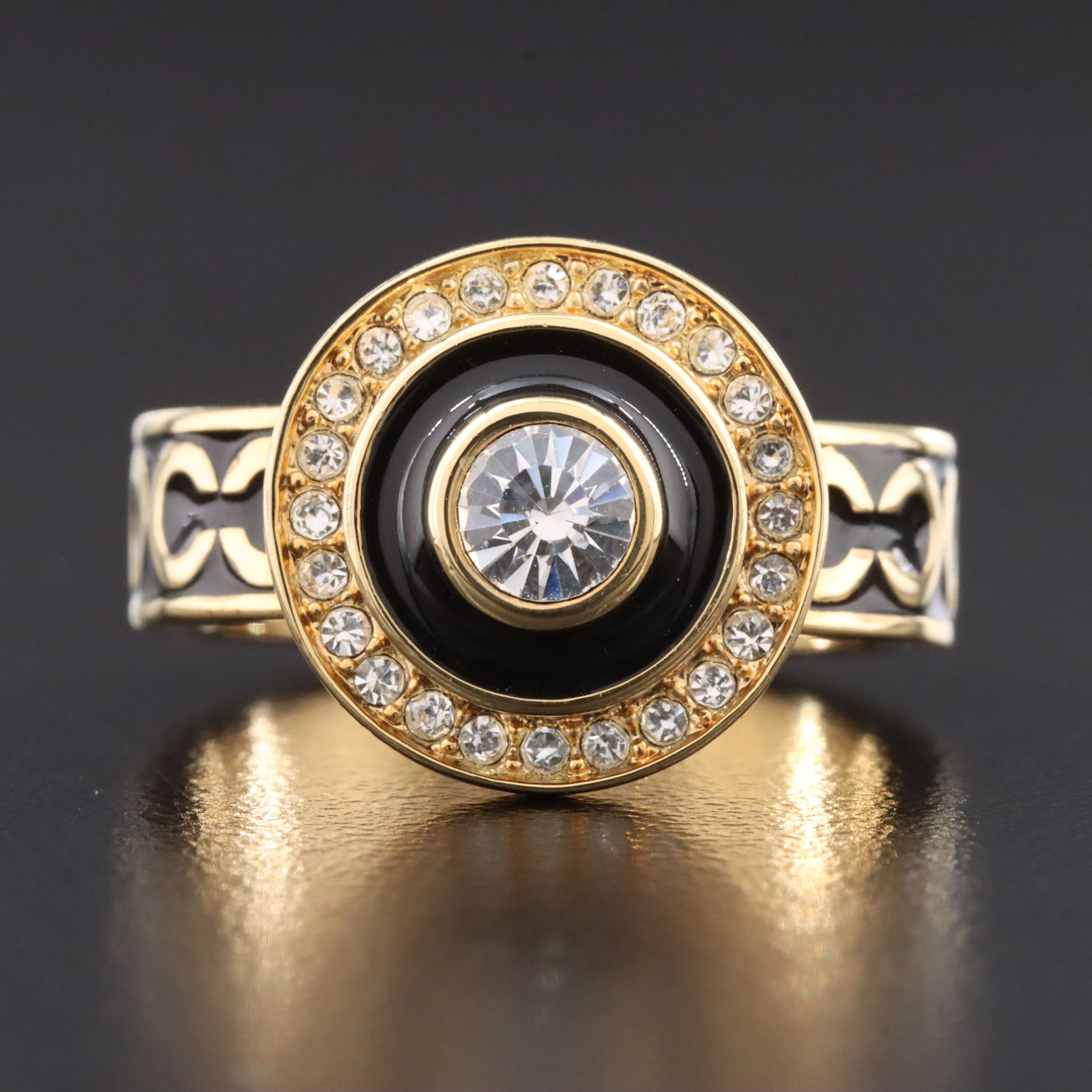Coach CZ and Enamel Ring