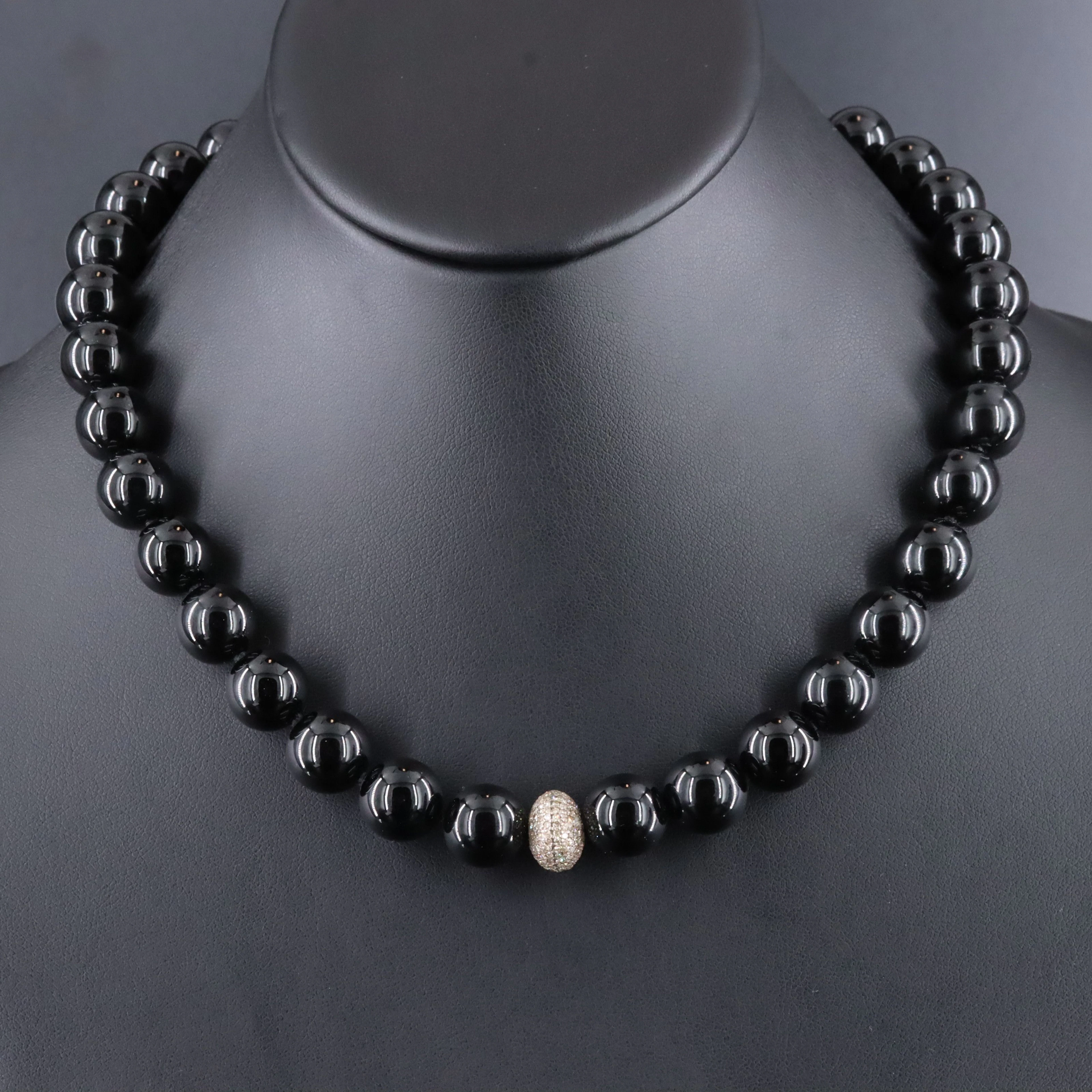 Sheryl Lowe Sterling Black Onyz and Diamond Necklace