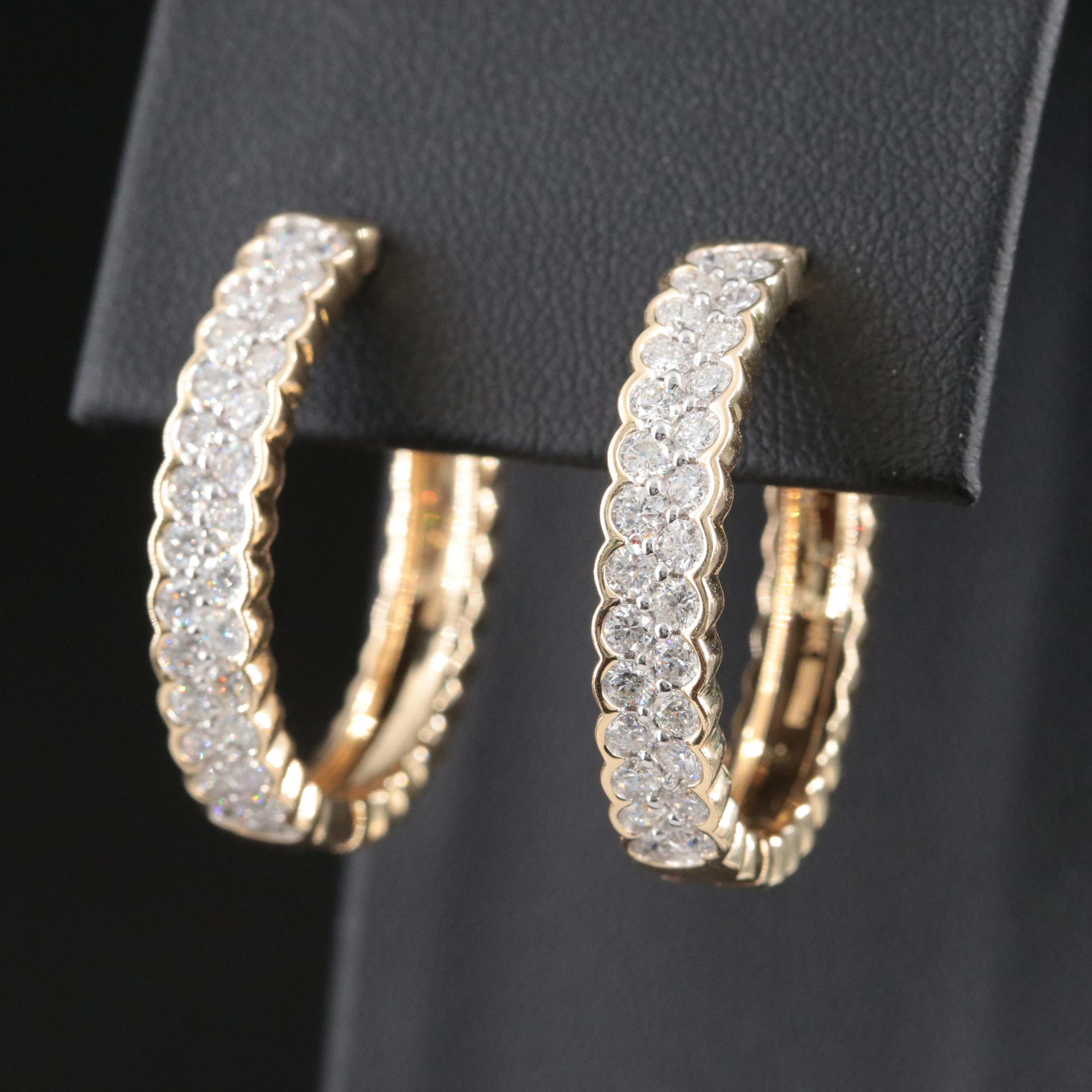EFFY 14K 2.00 CTW Diamond Hoop Earrings