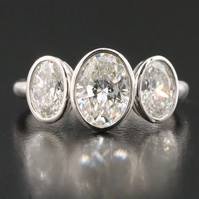 14K 2.00 CTW Lab Grown Diamond Three Stone Ring with IGI Report