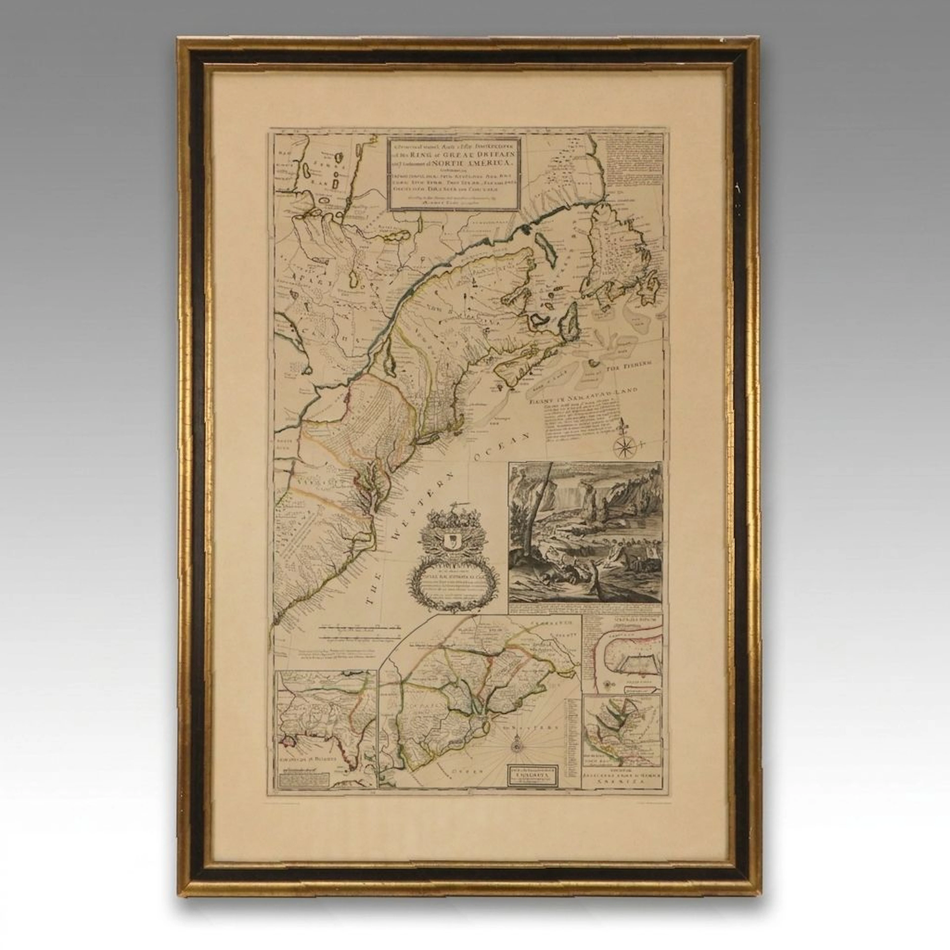 Hand-Colored Rotogravure Map After Herman Moll of British Colonies
