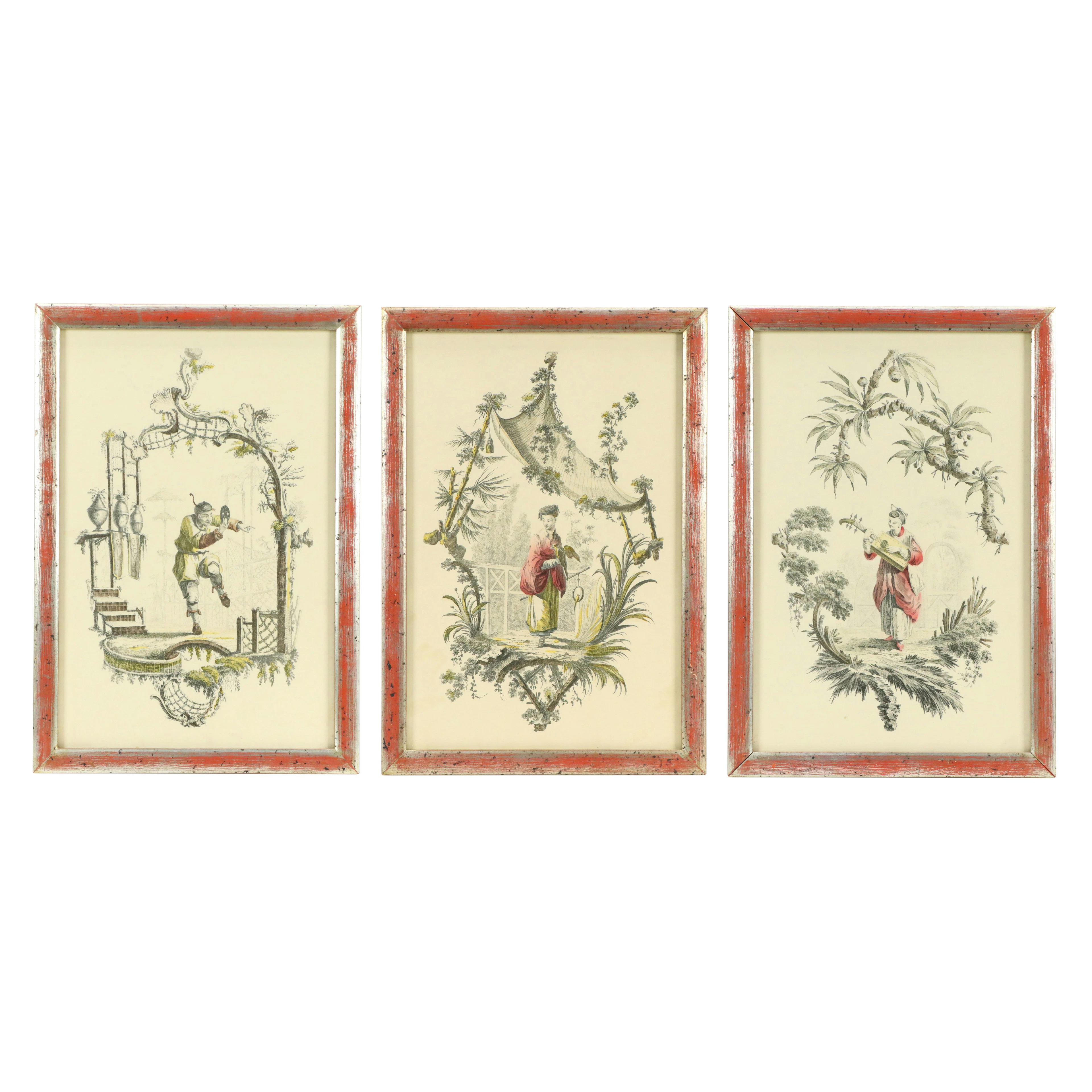 In the Style of Jean-Baptiste Pillement Hand-Colored Lithographs