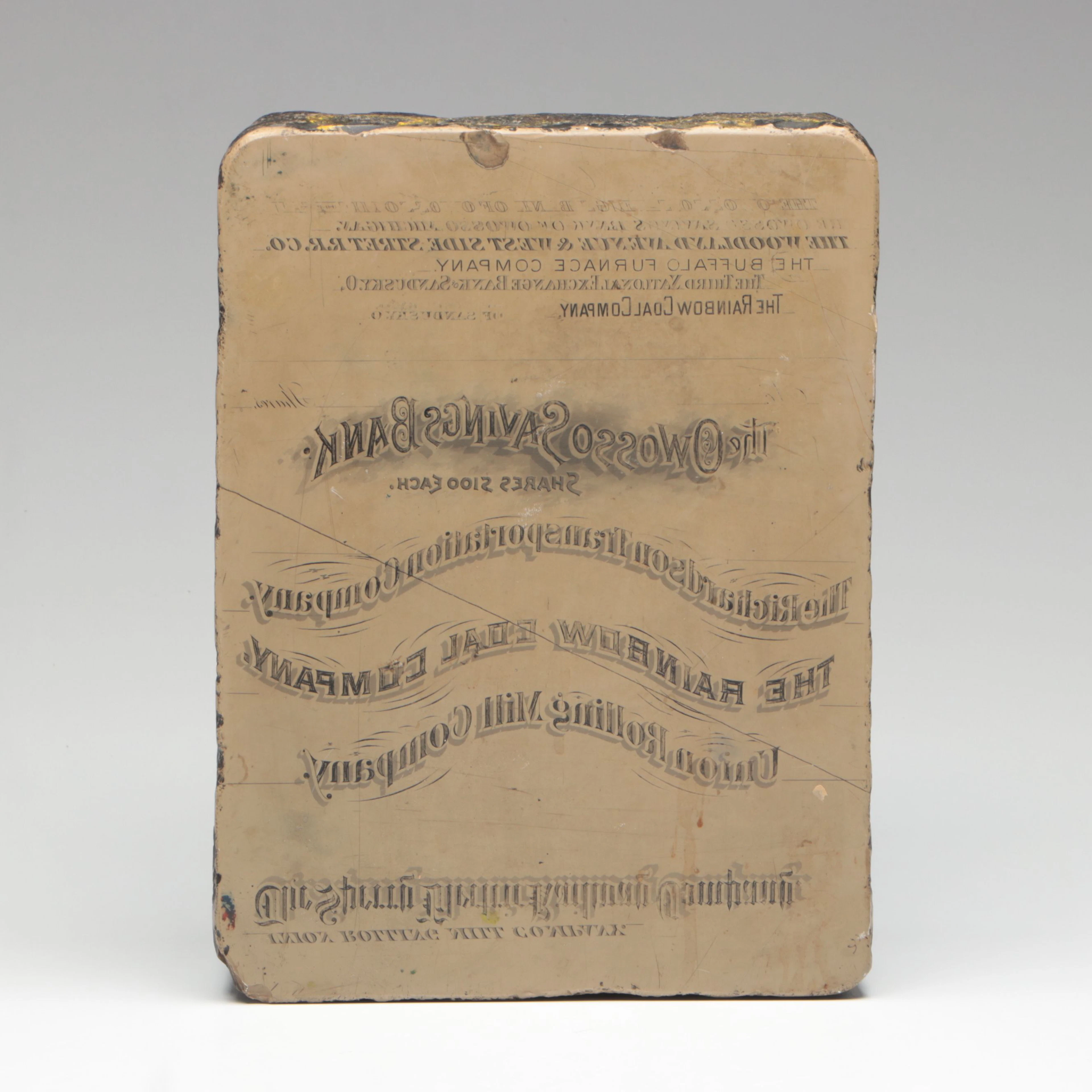 The Rainbow Coal Company Lithographic Limestone Printing Block, Antique