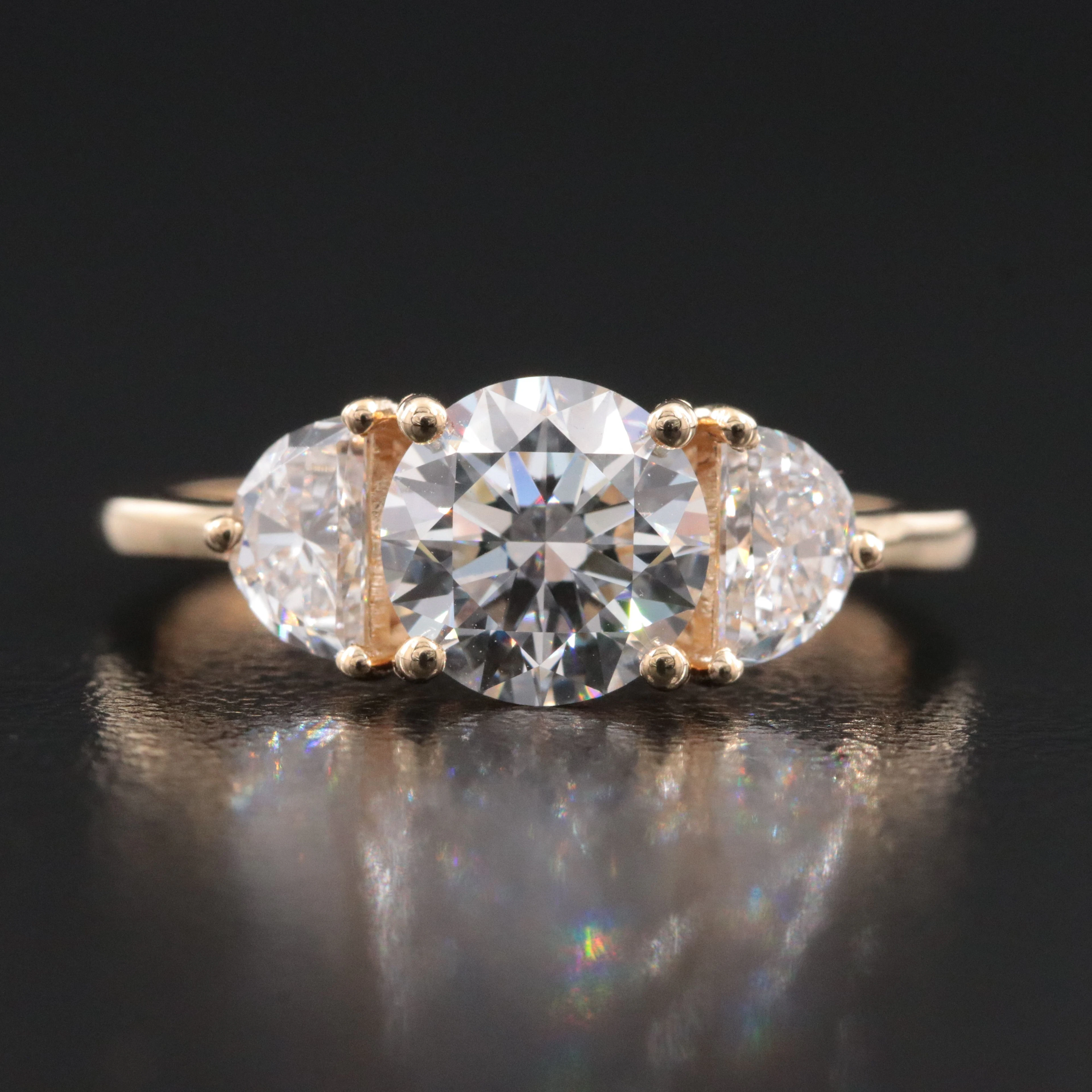 14K 1.87 CTW Lab Grown Diamond Three Stone Ring with IGI Report