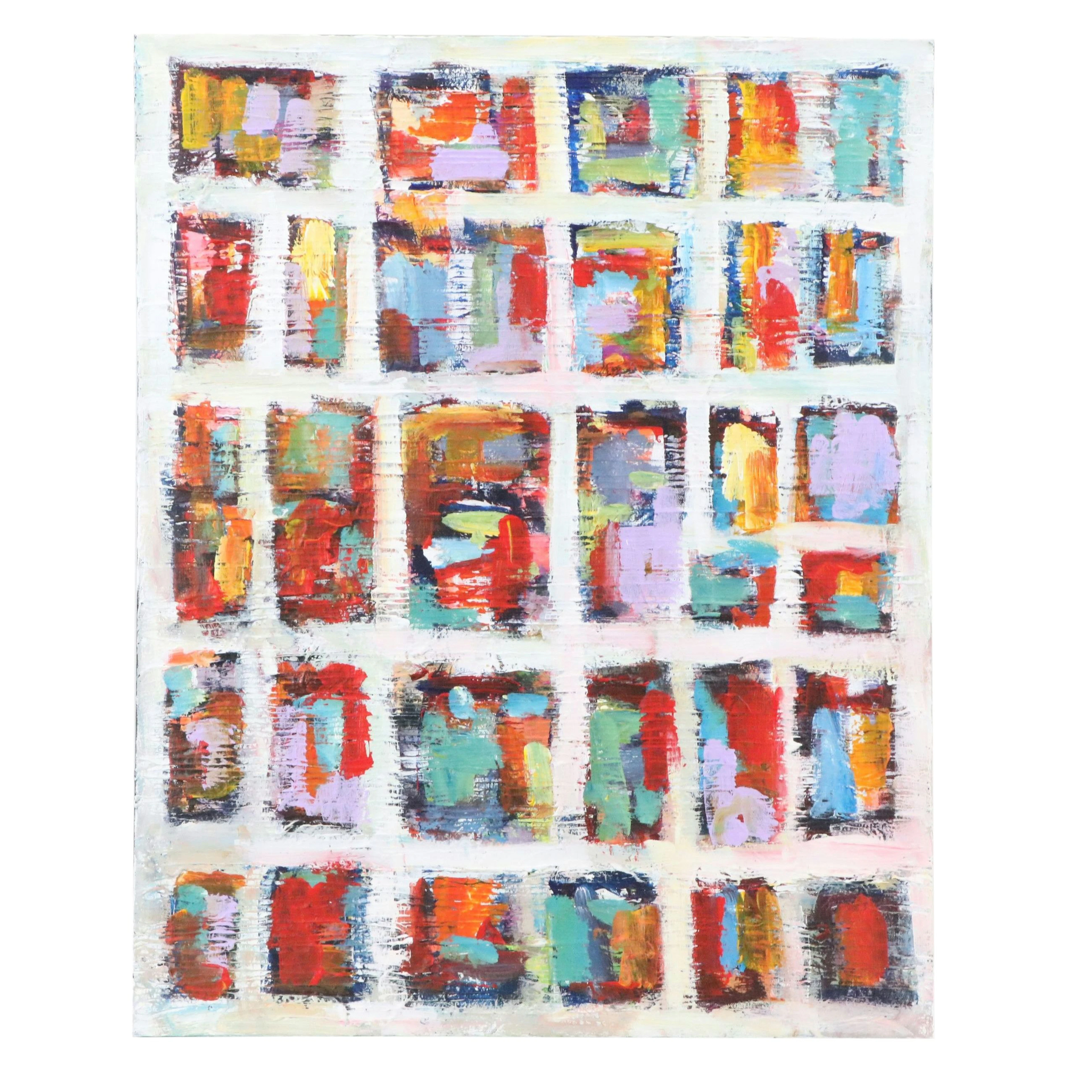 Leif Janek Abstract Geometric Acrylic Painting, 21st Century
