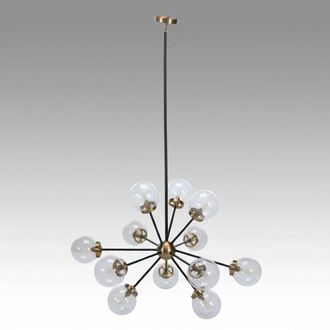 Modern Globe Pendant Light with Brass Accents