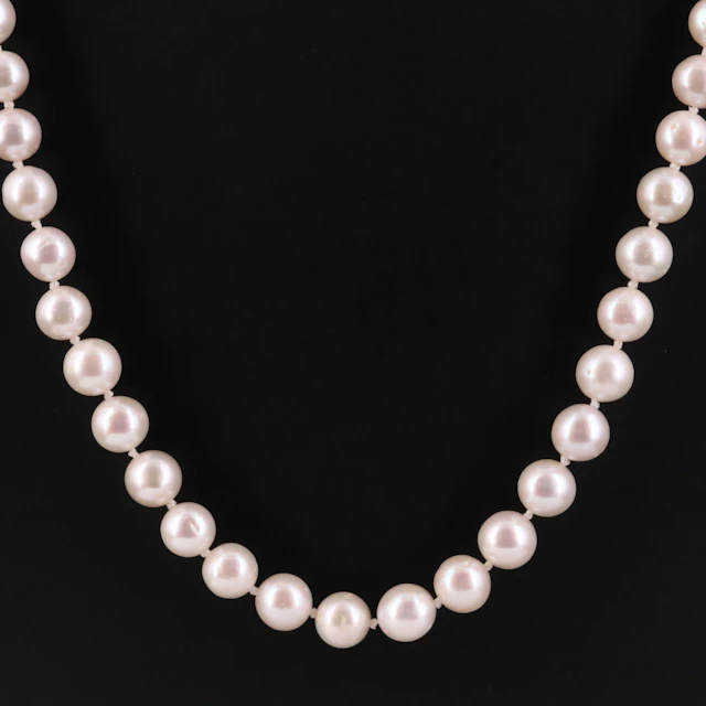 Pearl Necklace with 14K Rose Gold Clasp