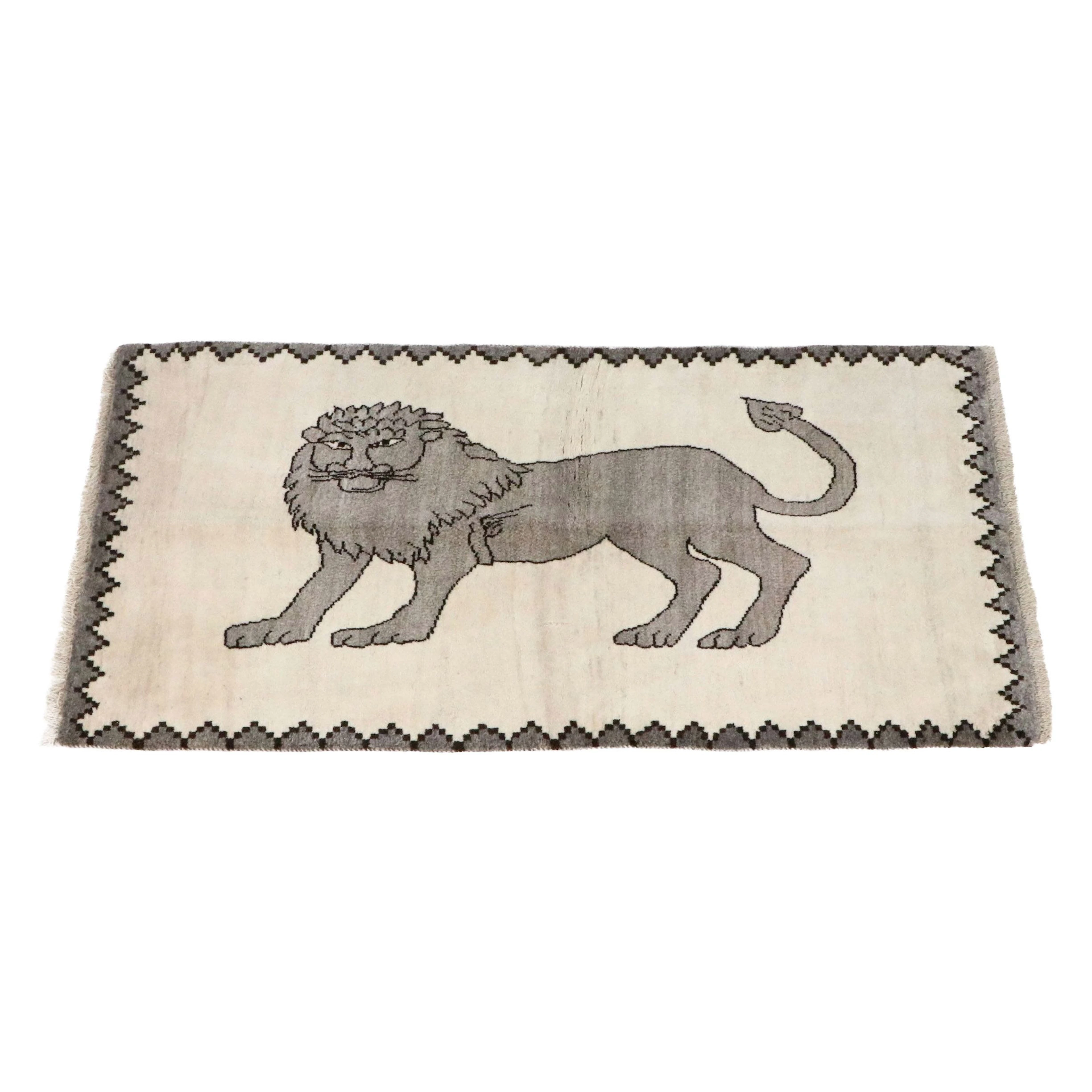 2'9 x 5'8 Hand-Knotted Persian Gabbeh Pictorial Accent Rug