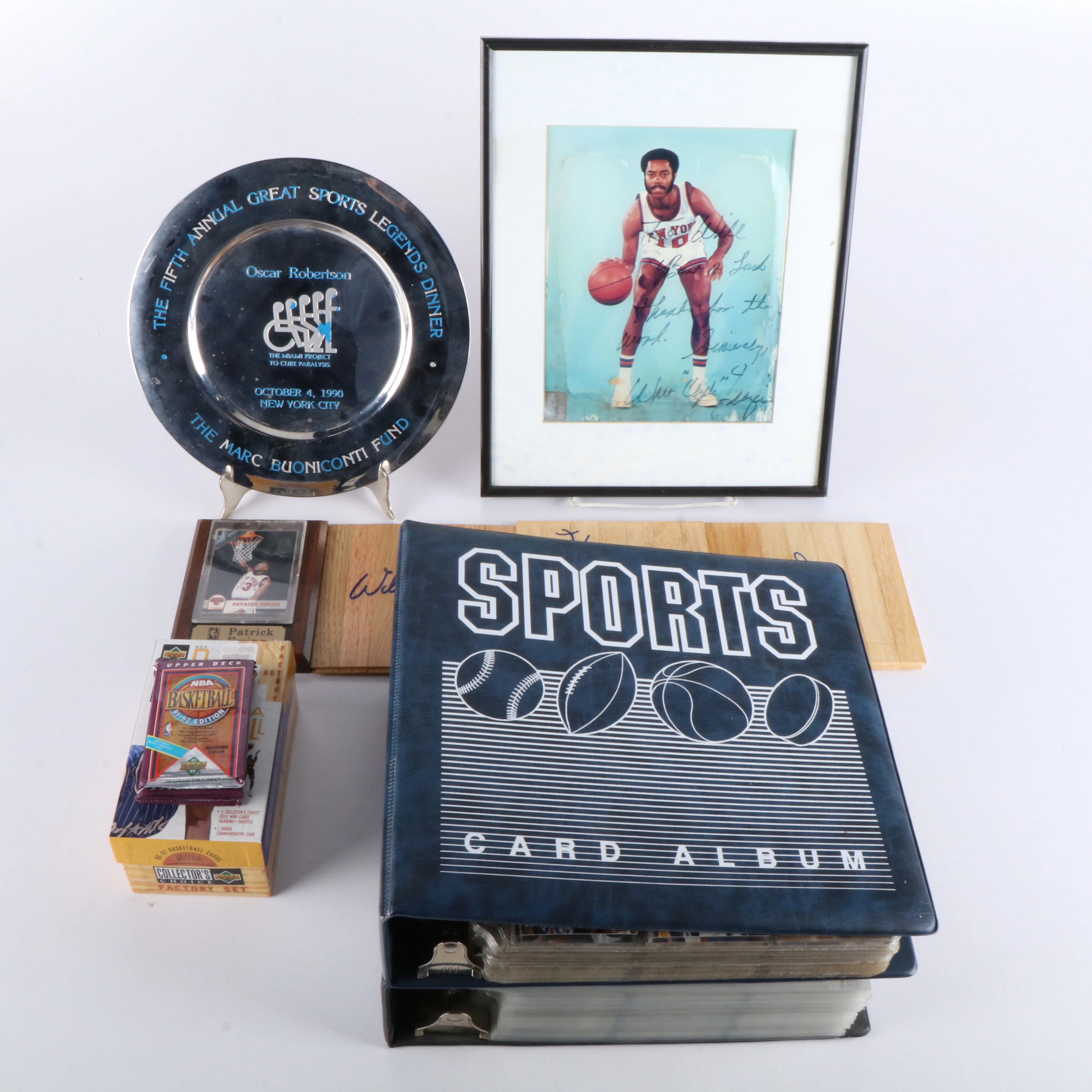 Signed Court Pieces and Print with Basketball Cards and More