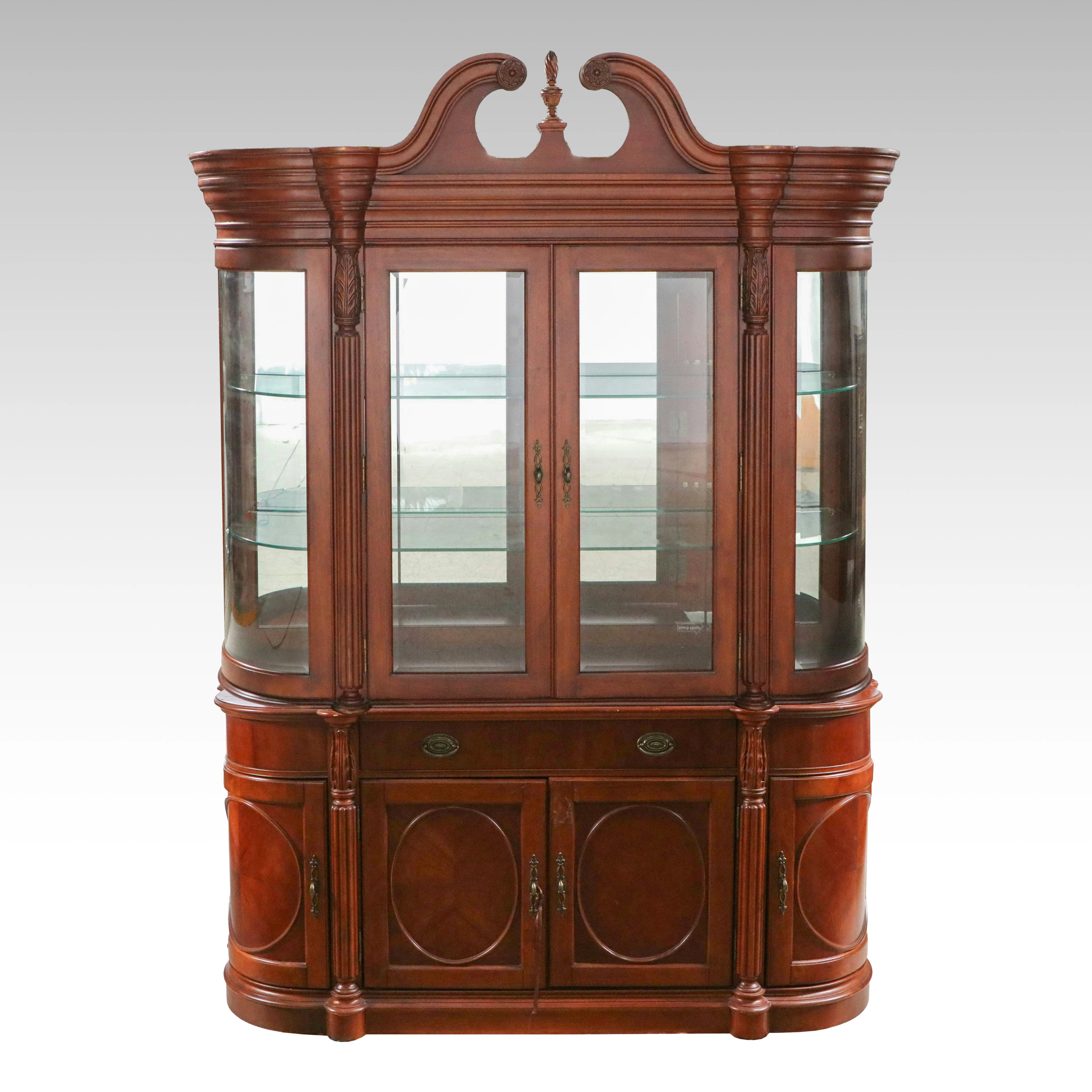 Pulaski Furniture Victorian Revival Style Two-Piece Breakfront China Cabinet