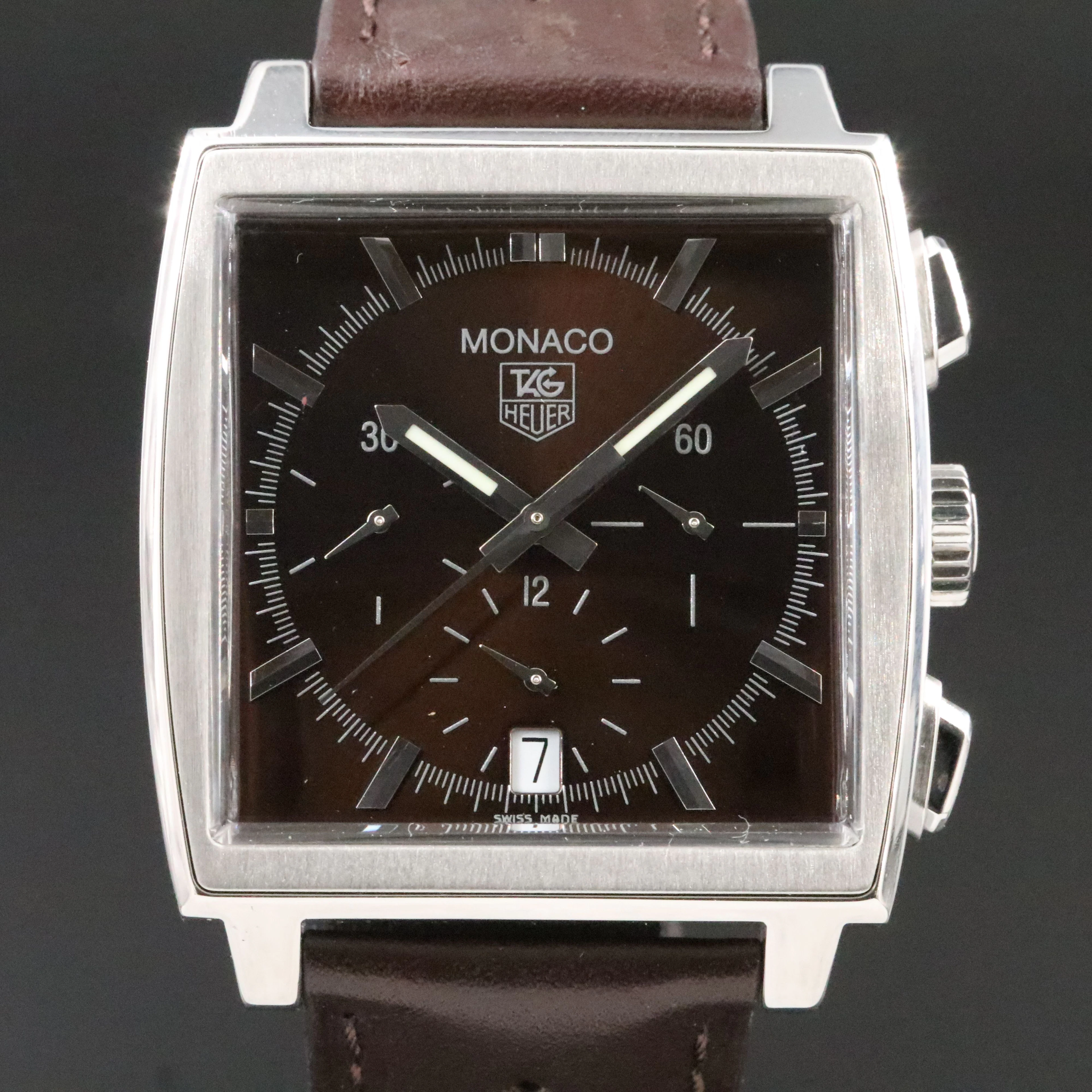 TAG Heuer Monaco Chronograph Brown 38mm Steel Automatic Watch CW2114