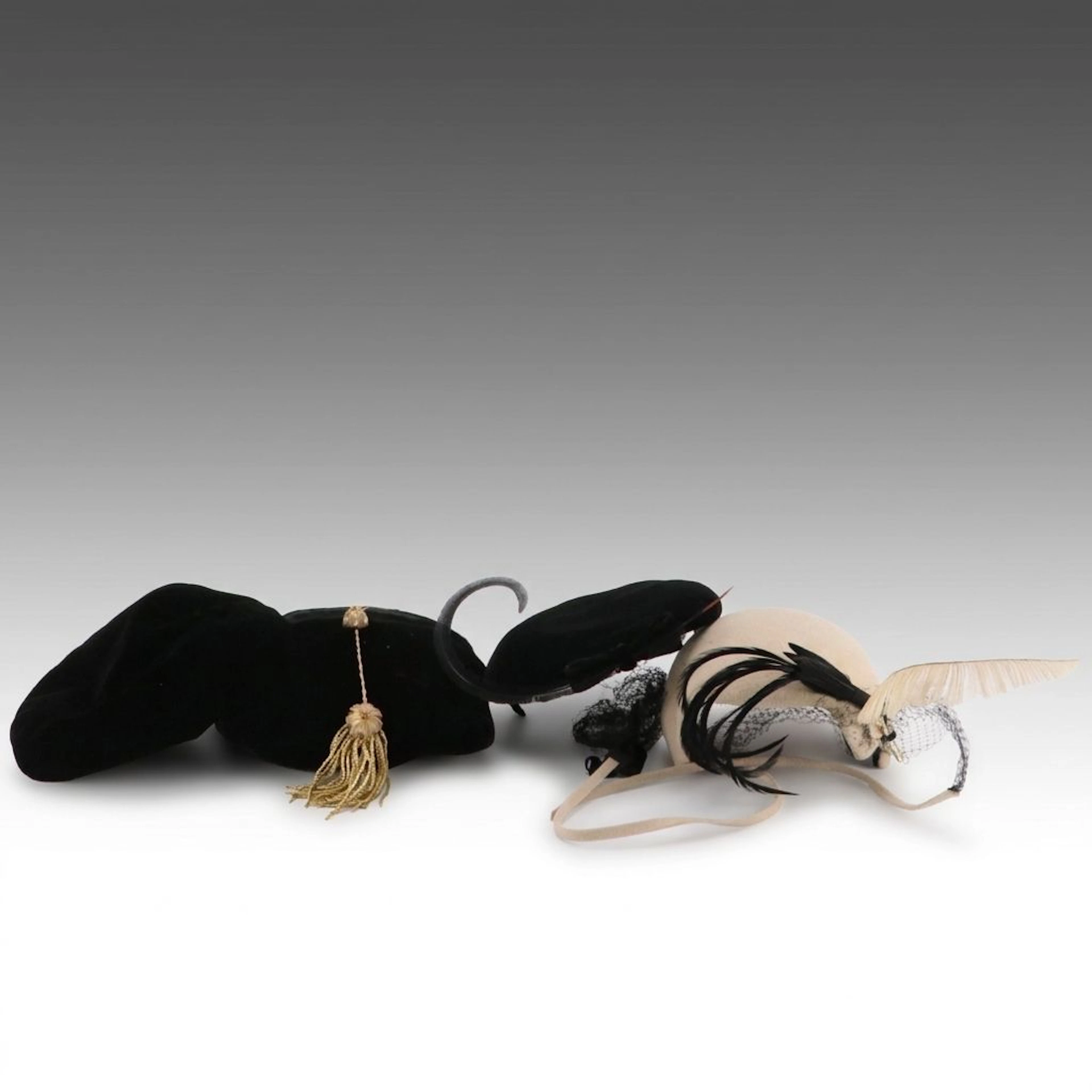 Saks Fifth Avenue Velvet Beret, Other Doctoral Tam and Feathered Hats