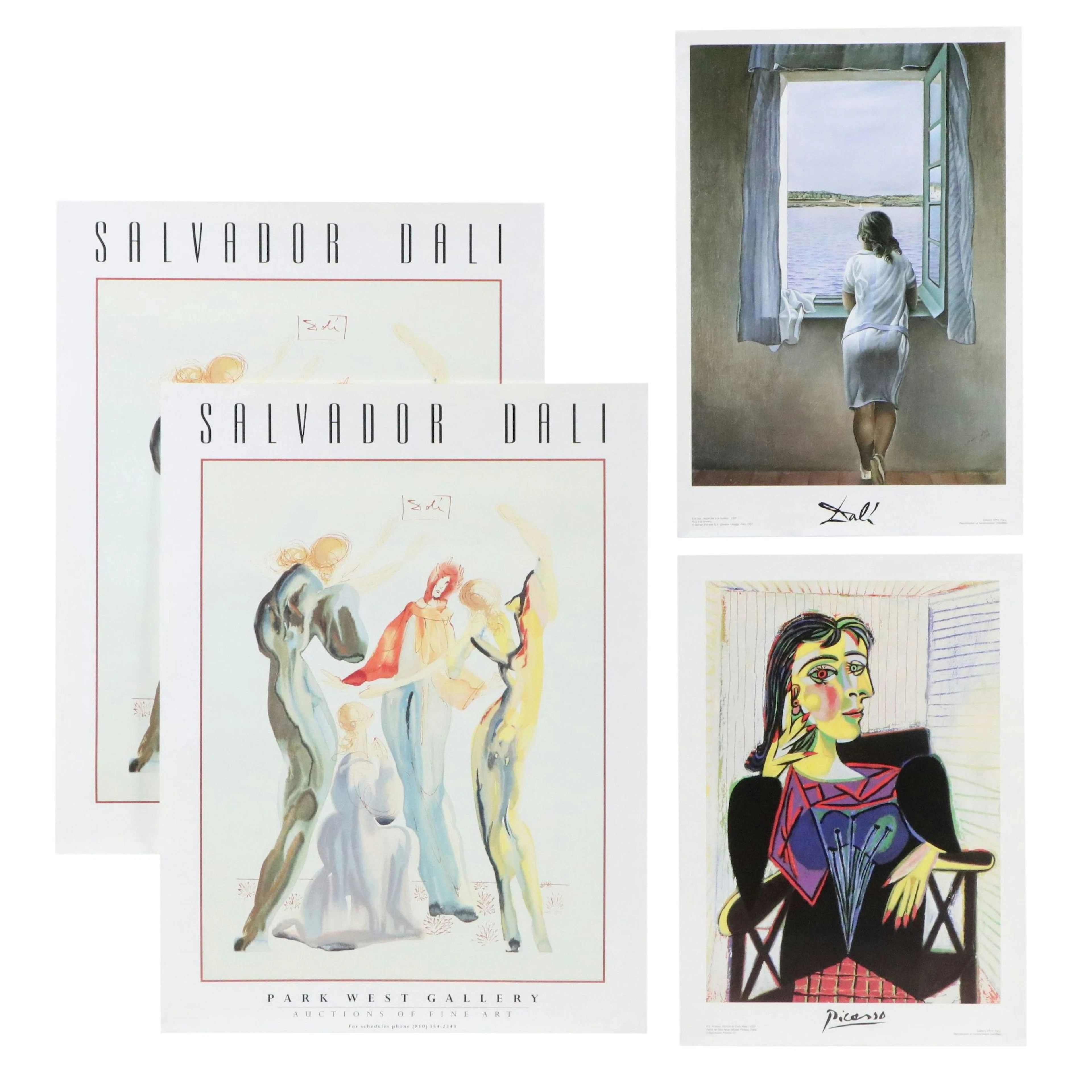 After Dali and Picasso Offset Lithograph Exhibition Posters, Late 20th C