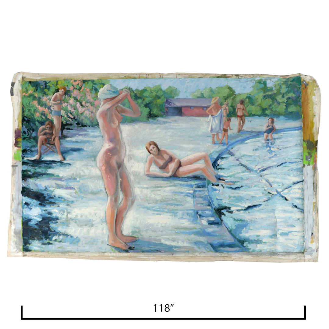 Howard Storm Monumental Acrylic Painting on Canvas of Figures by Pool