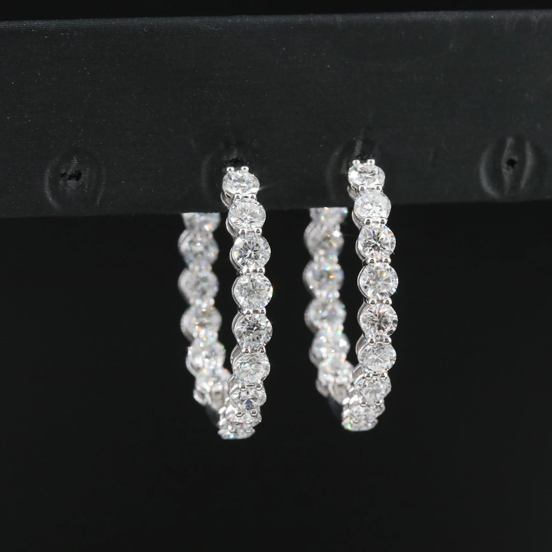 14K 6.17 CTW Lab Grown Diamond Inside-Out Hoop Earrings