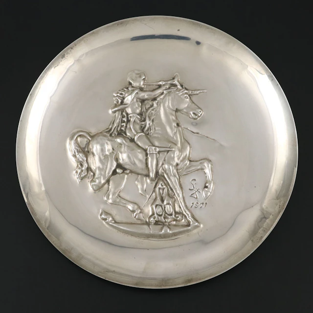 The Lincoln Mint Sterling Annual Plate After Dalí's "Unicorn Dyonisiaque," 1971