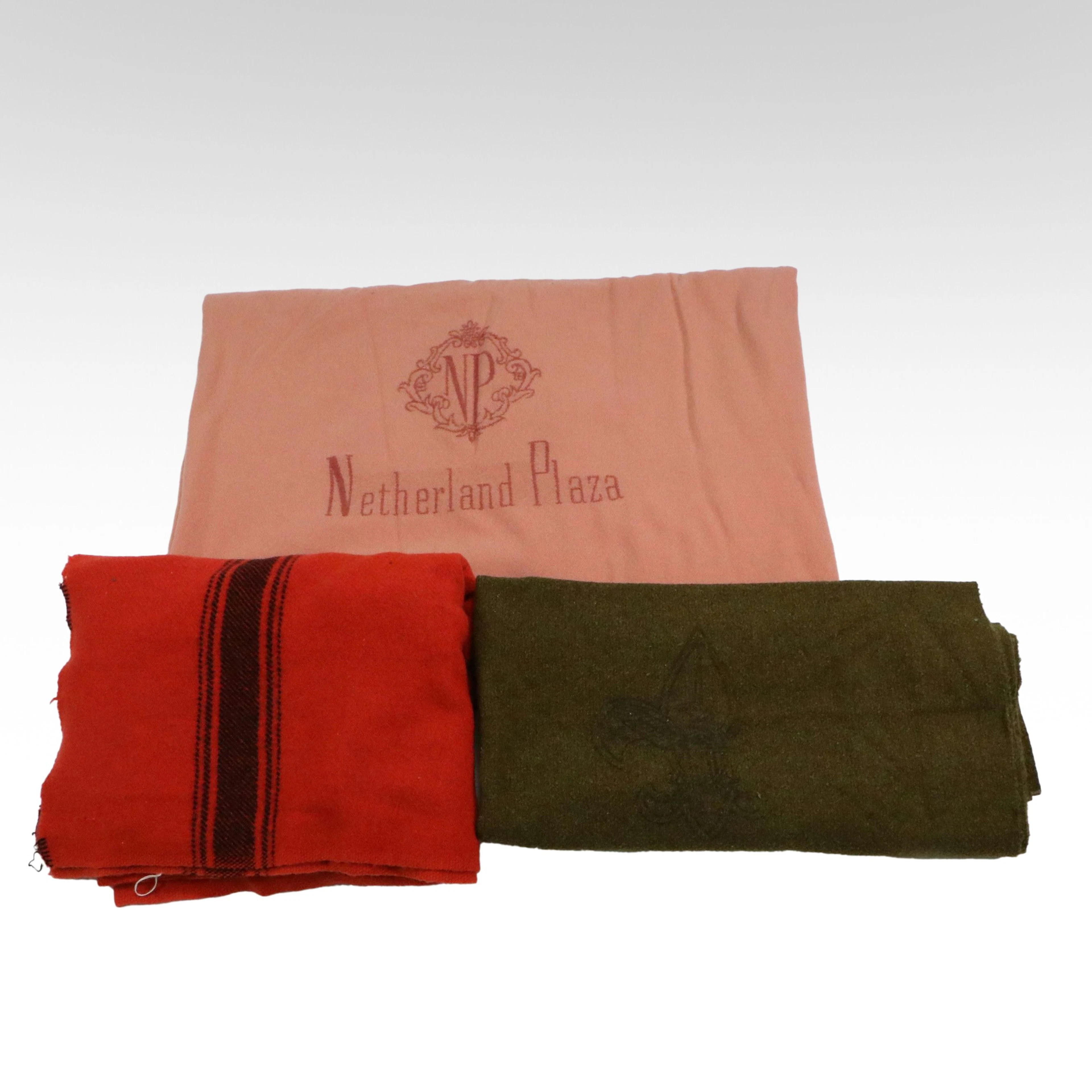 Rustic Green and Red Felted Wool Blankets