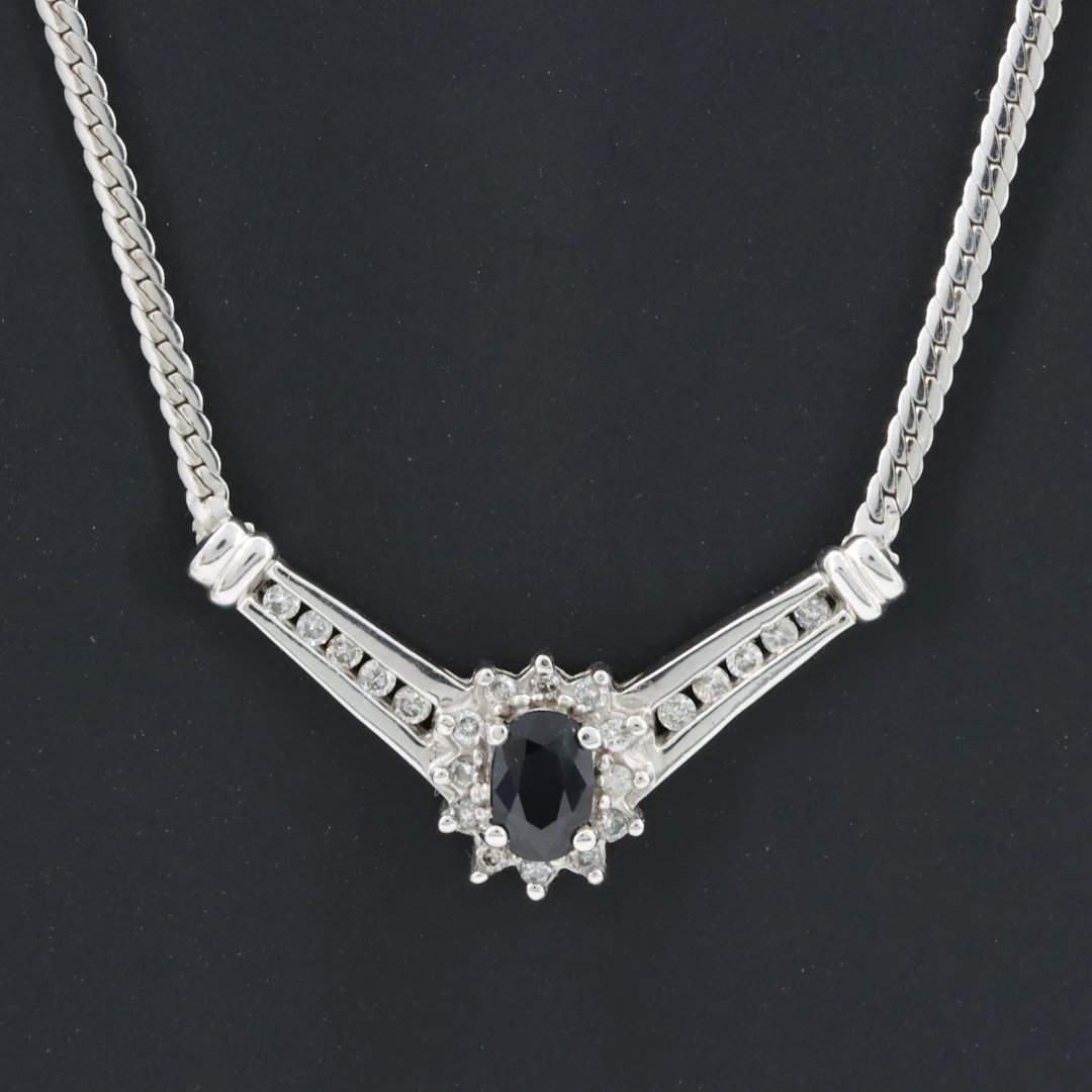 10K Sapphire and Diamond Necklace