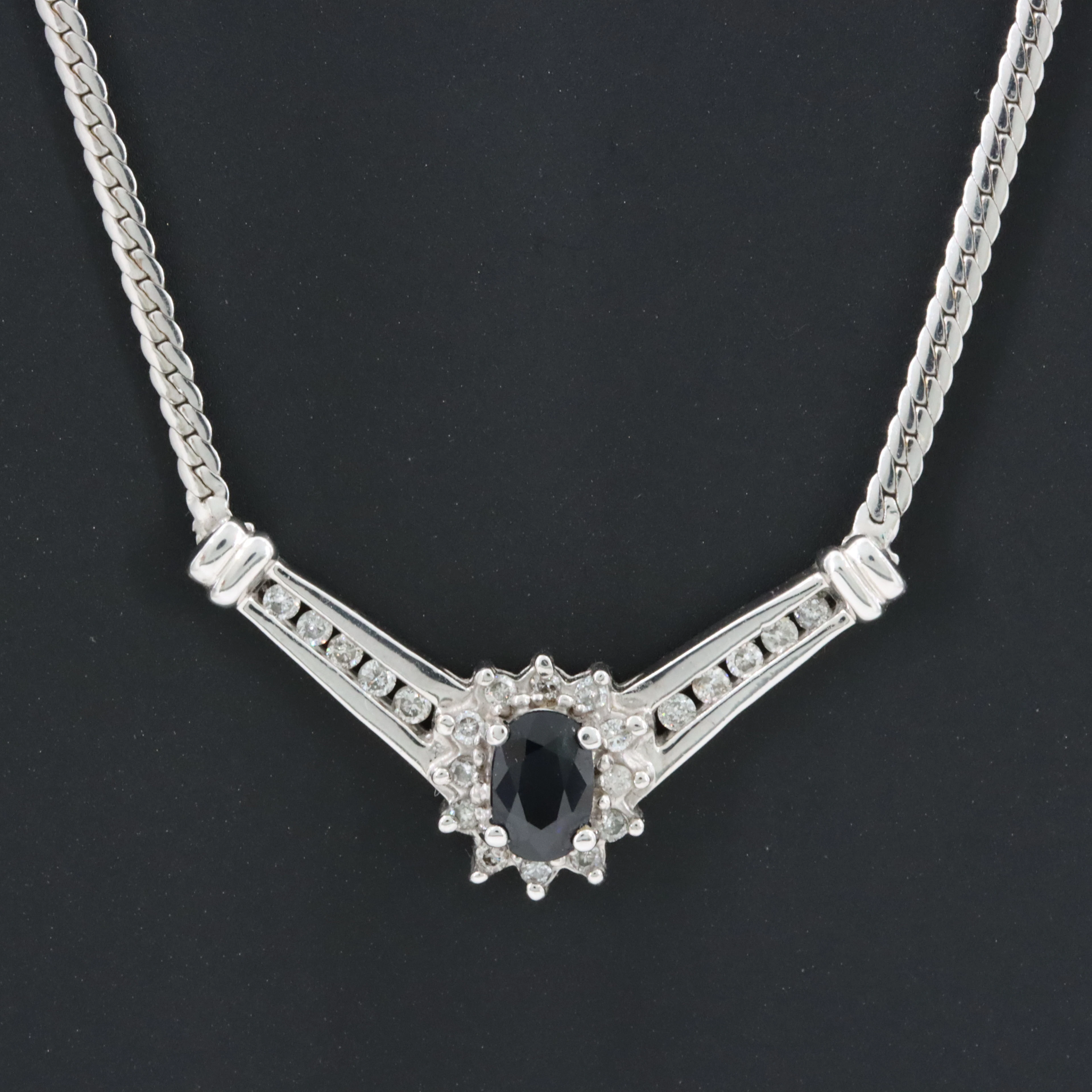 10K Sapphire and Diamond Necklace