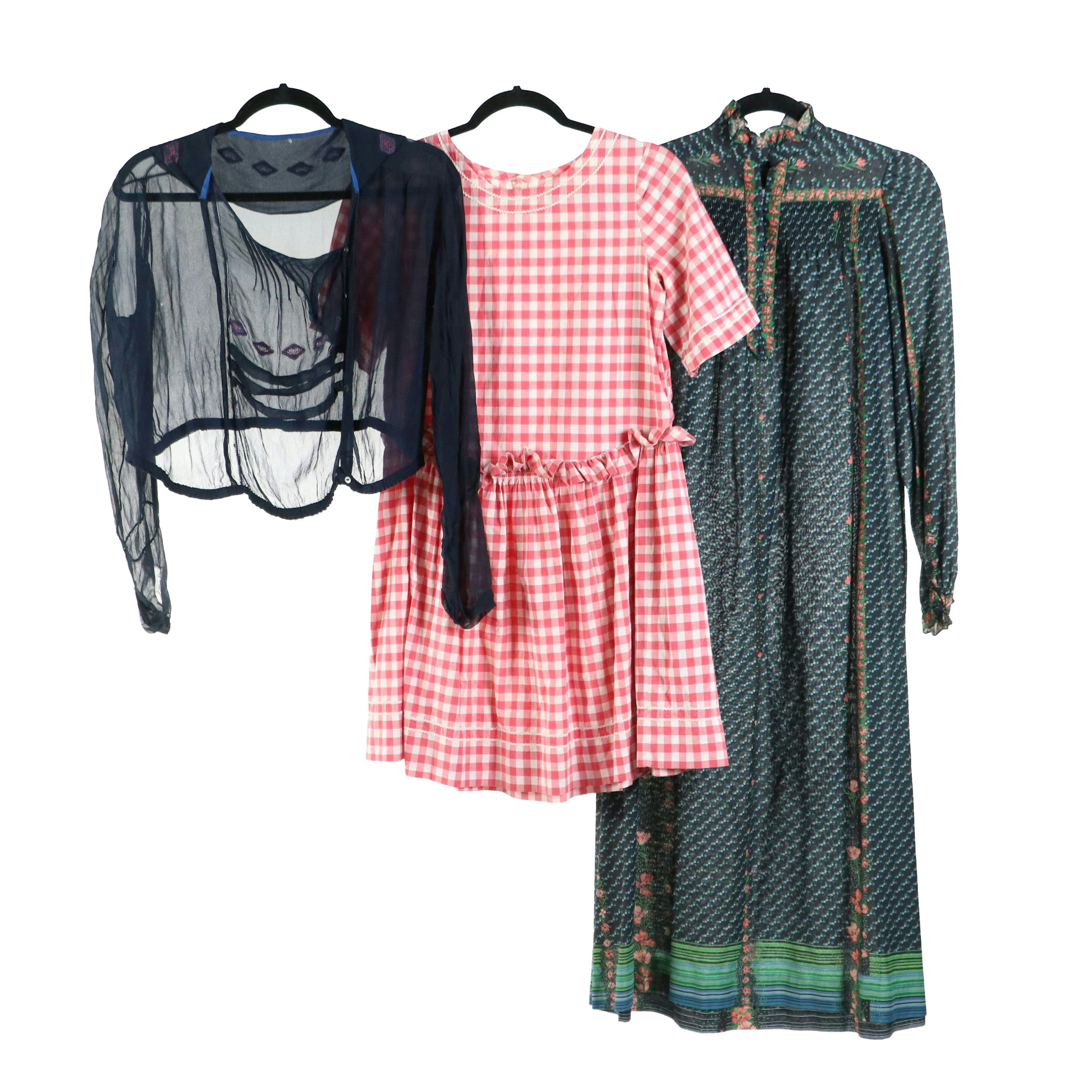 D'Accord by Betty Carol Floral Prairie Dress W/ Other Gingham Print Dress & Top