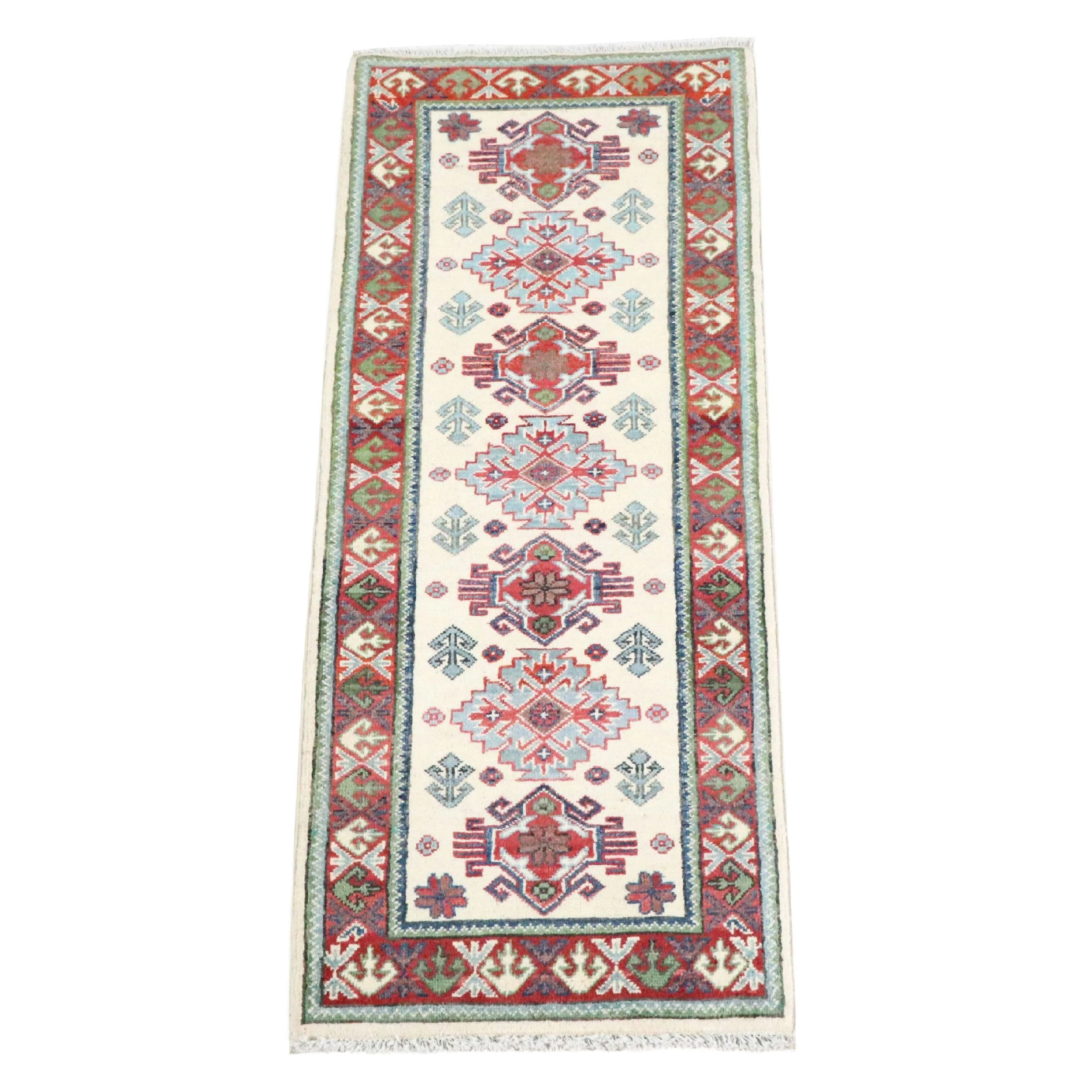 2'1 x 5'9 Hand-Knotted Pakistani Kazak Accent Rug