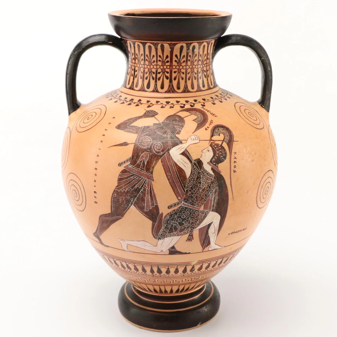 George Lioulias Hand-Painted Greek Amphora Museum Replica